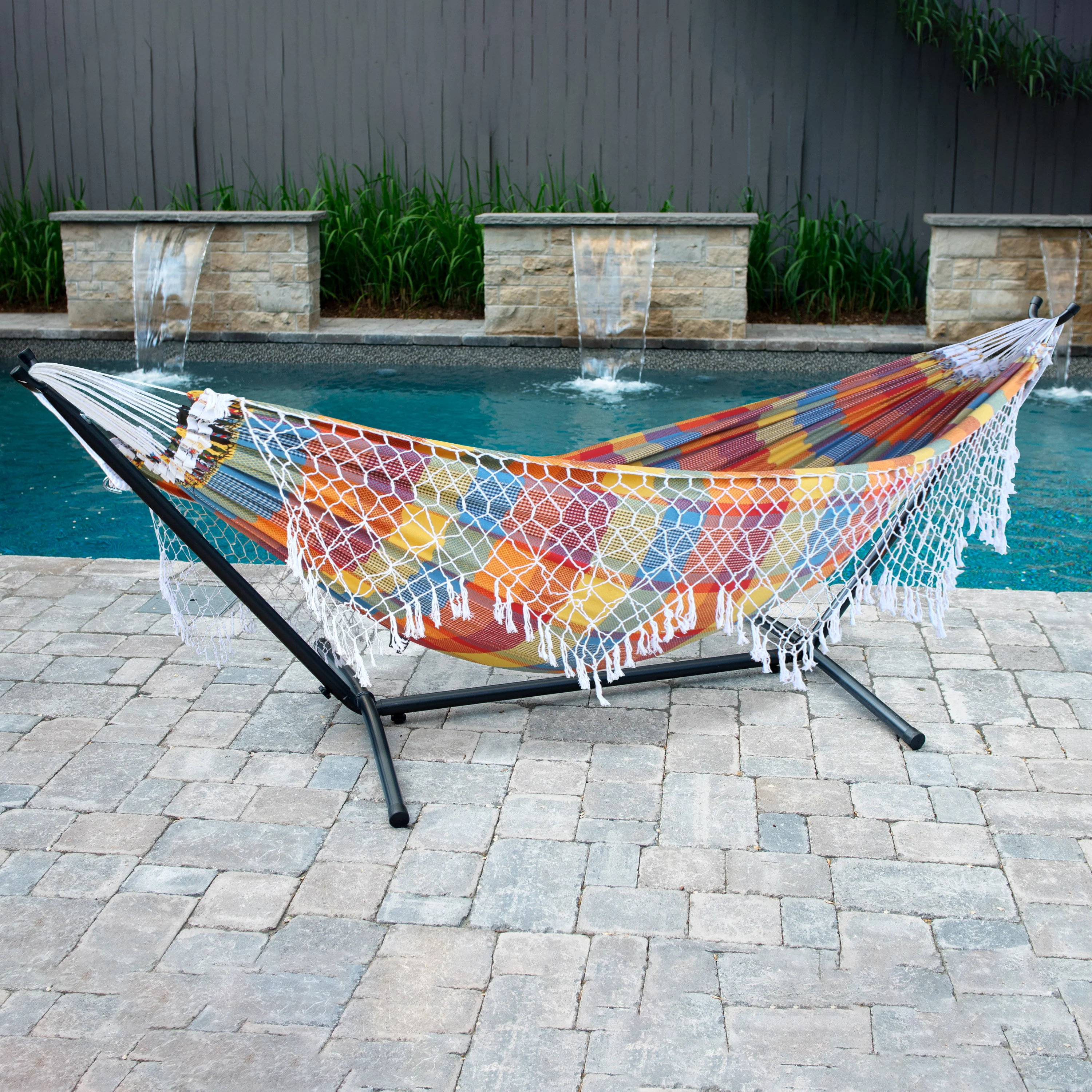 Authentic Brazilian Hammock with Stand (10ft/290cm) - Carnival - Image 3