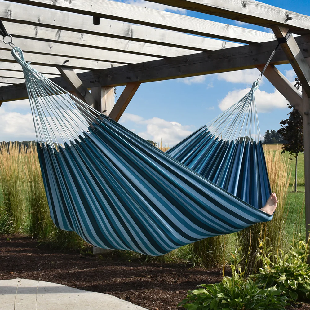 Brazilian Style Cotton Hammock - Blue Lagoon - Image 3