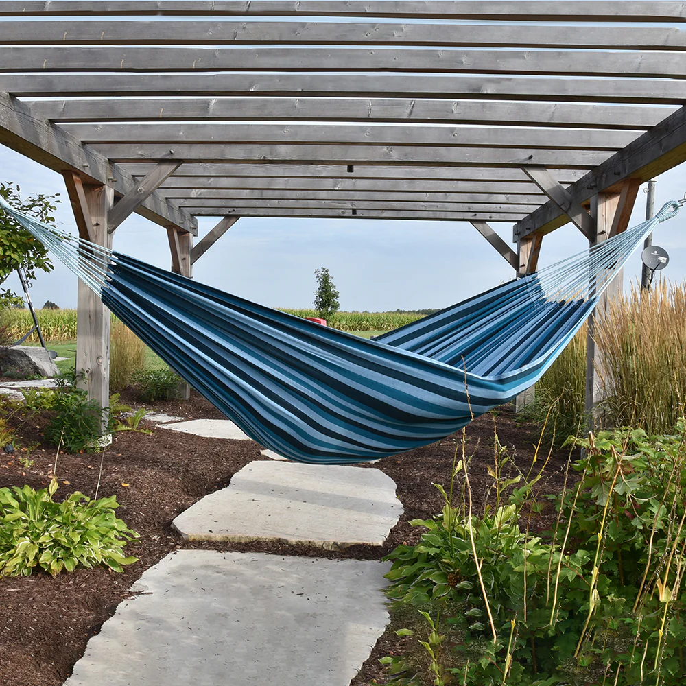 Brazilian Style Cotton Hammock - Blue Lagoon - Image 4
