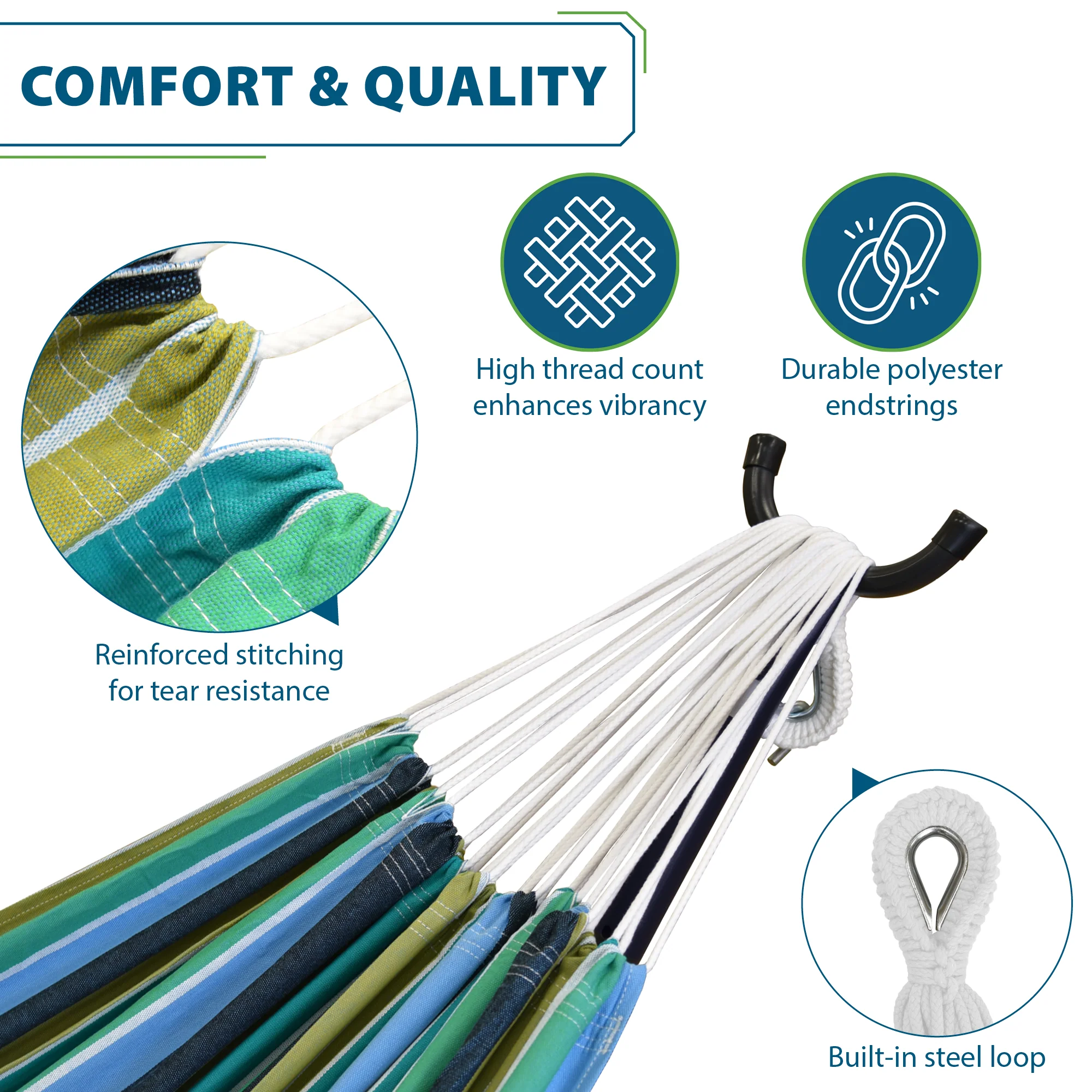 Brazilian Style Cotton Hammock - Cayo Reef - Image 7