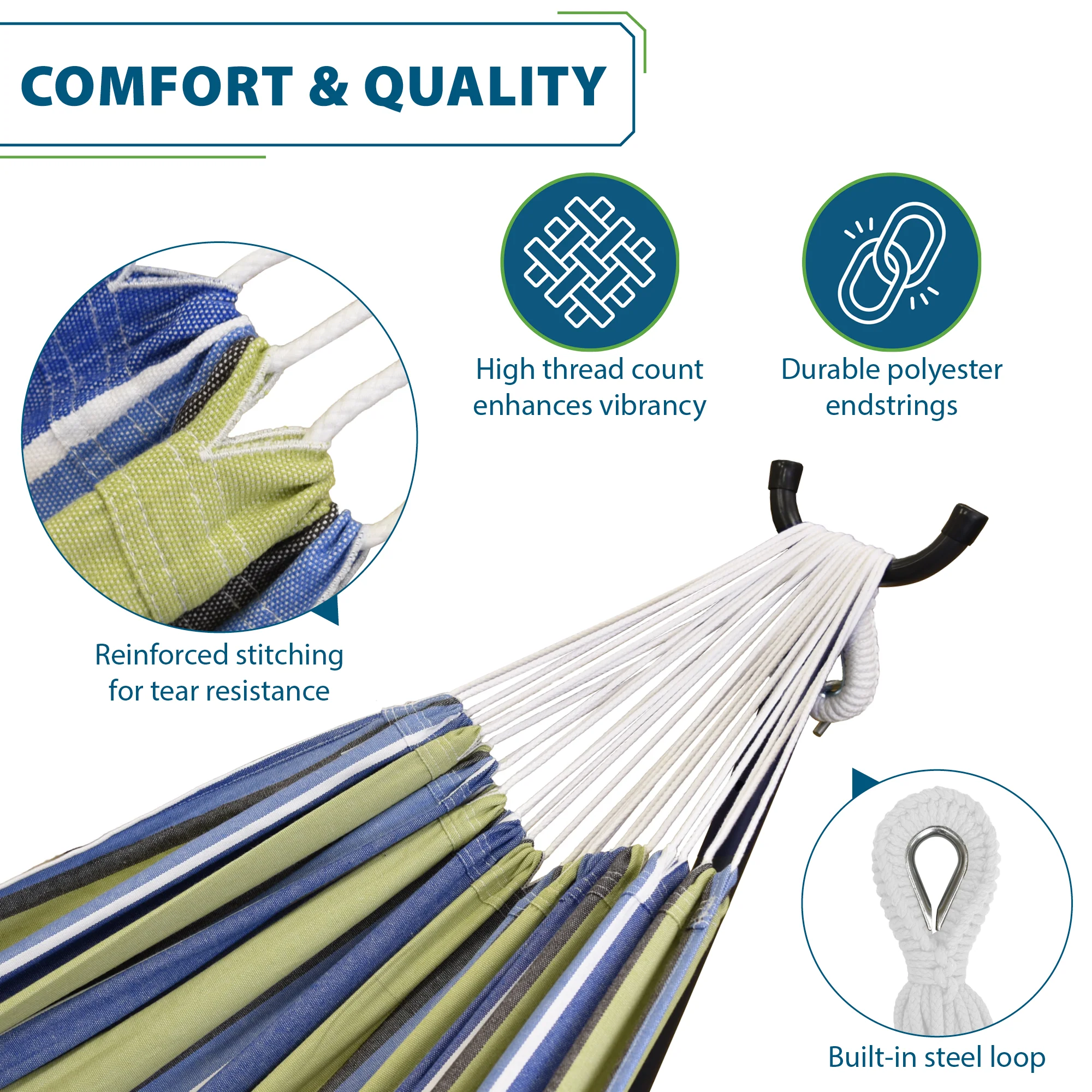 Brazilian Style Cotton Hammock - Oasis - Image 6