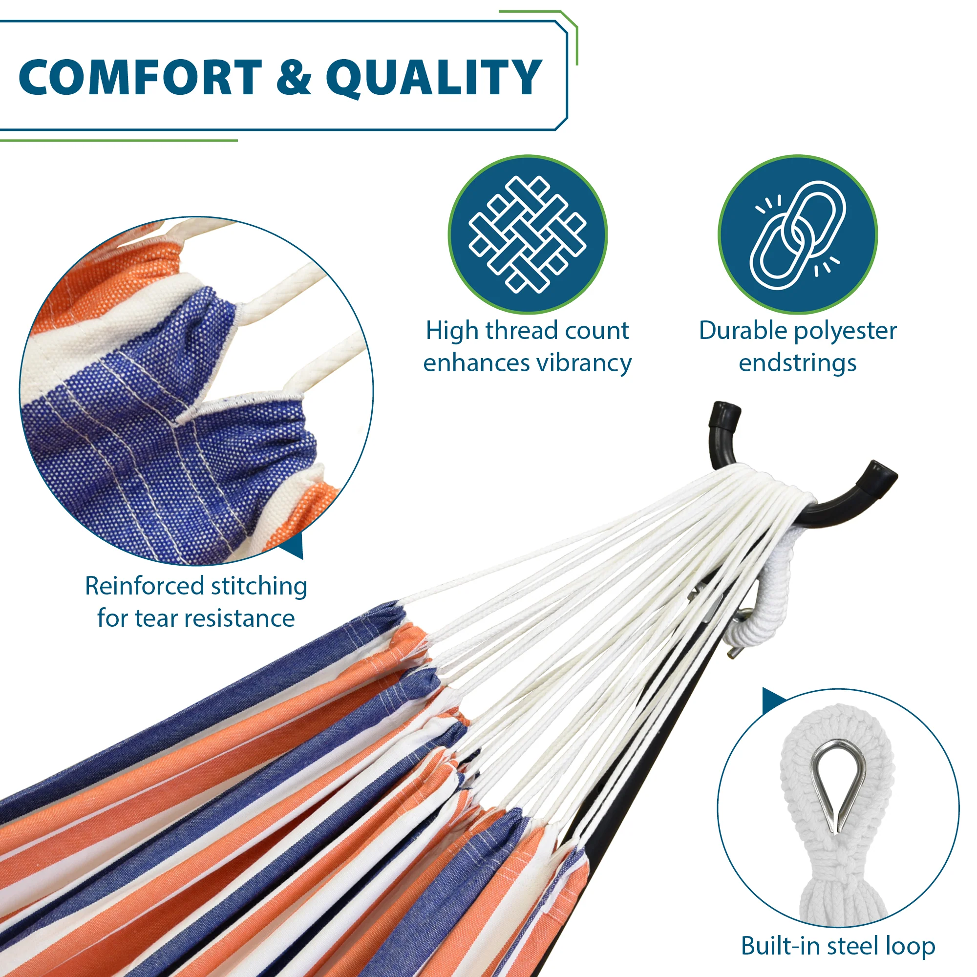 Brazilian Style Cotton Hammock - Orange Punch - Image 5