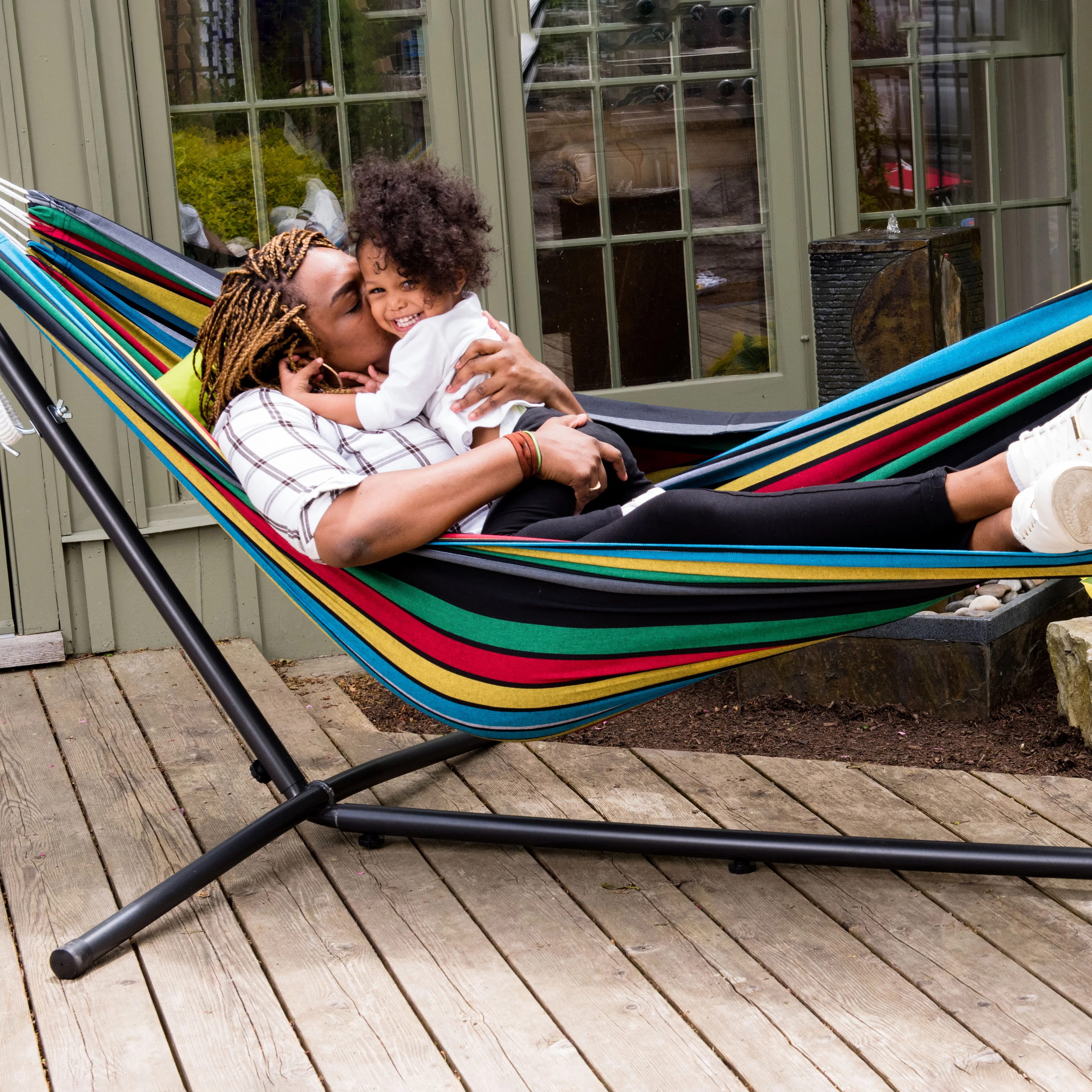 Double Cotton Hammock with Stand (9ft/280cm) - Rio Night - Image 3
