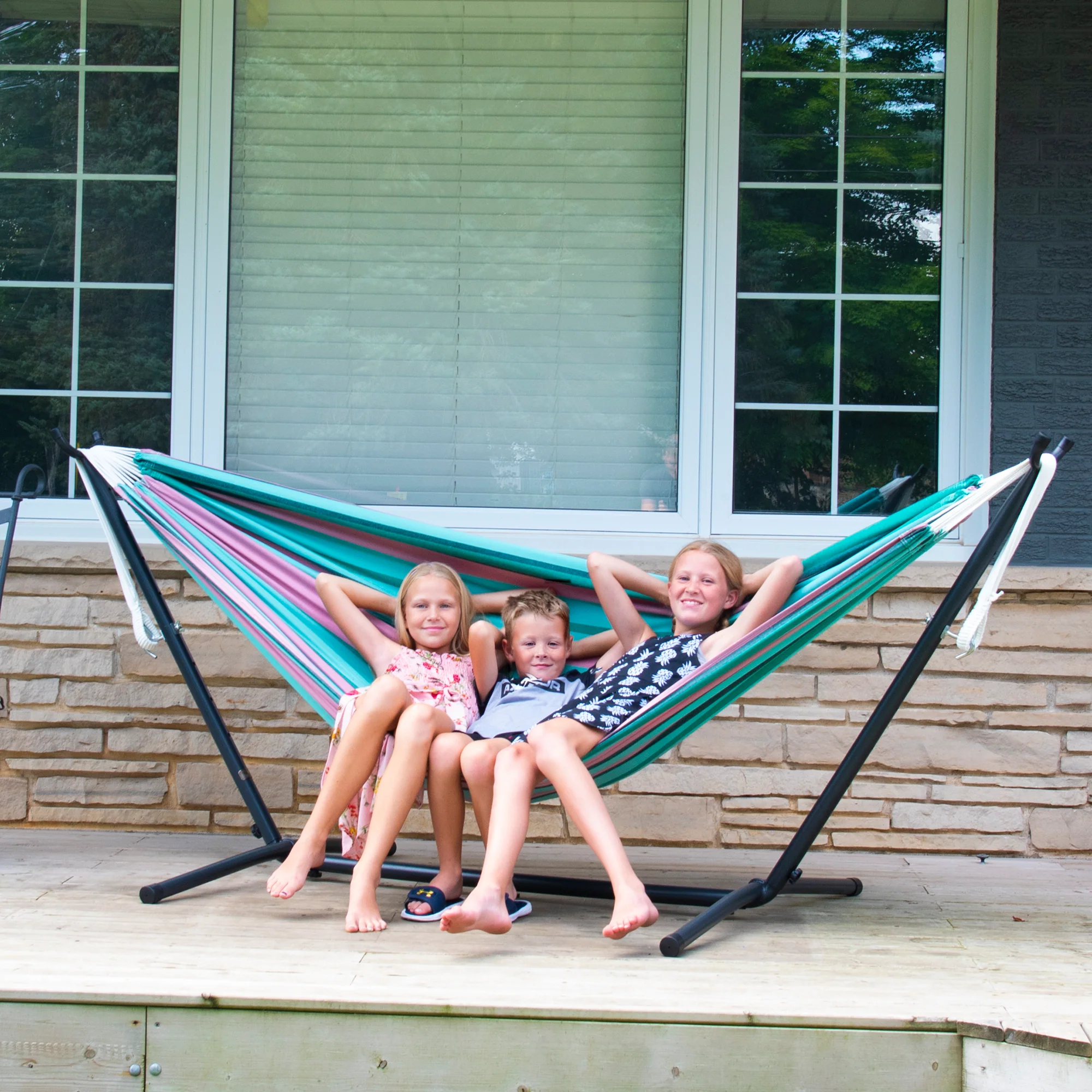 Double Cotton Hammock with Stand (9ft/280cm) - Watermelon - Image 3