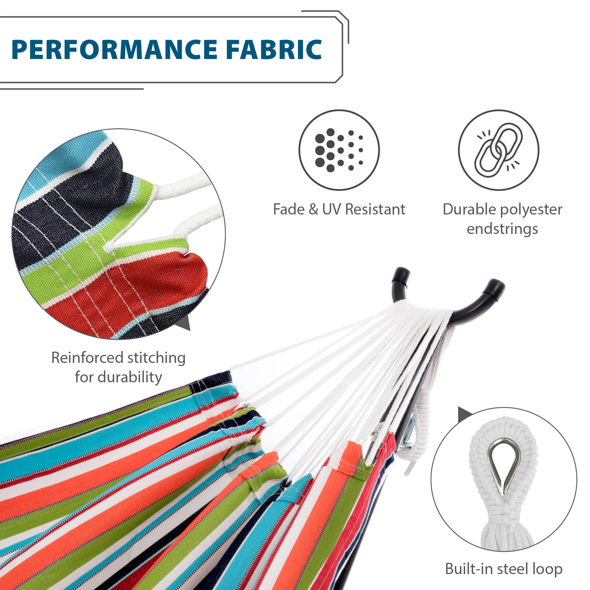 Double Sunbrella® Hammock with Stand (9ft/280cm) - Confetti - Image 5