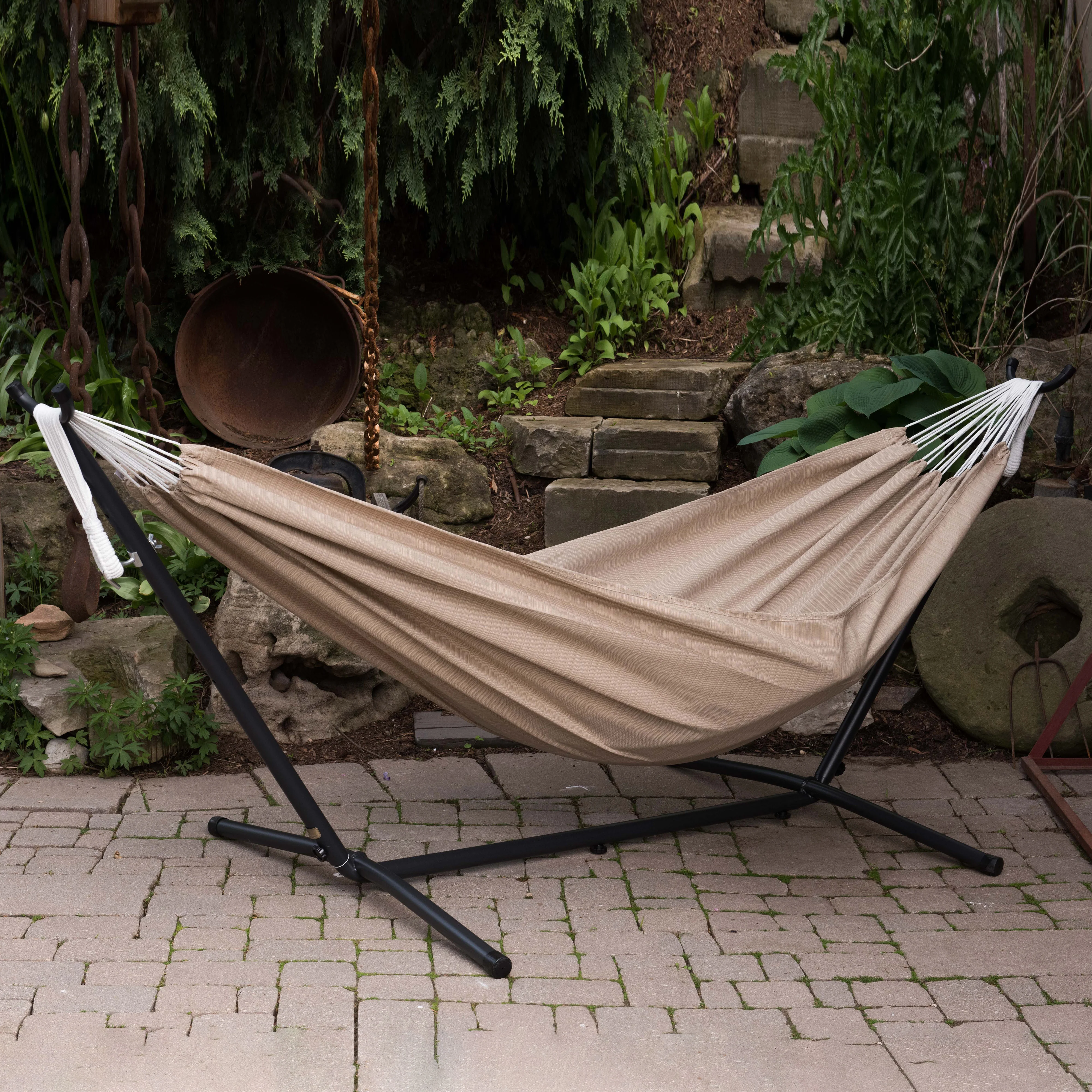 Double Sunbrella® Hammock with Stand (9ft/280cm) - Sand - Image 2