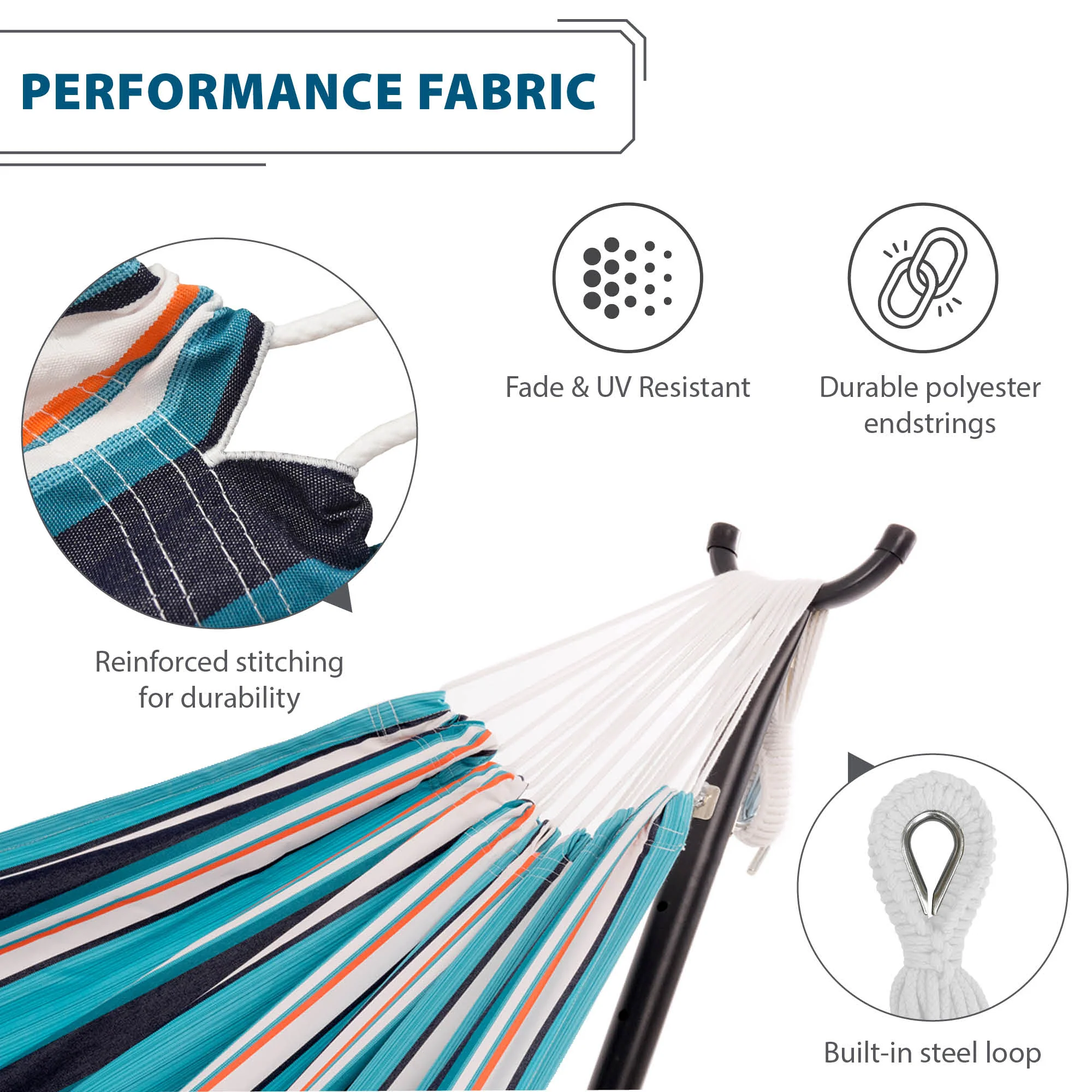 Double Sunbrella® Hammock with Stand (9ft/280cm) - Token Surfside - Image 5
