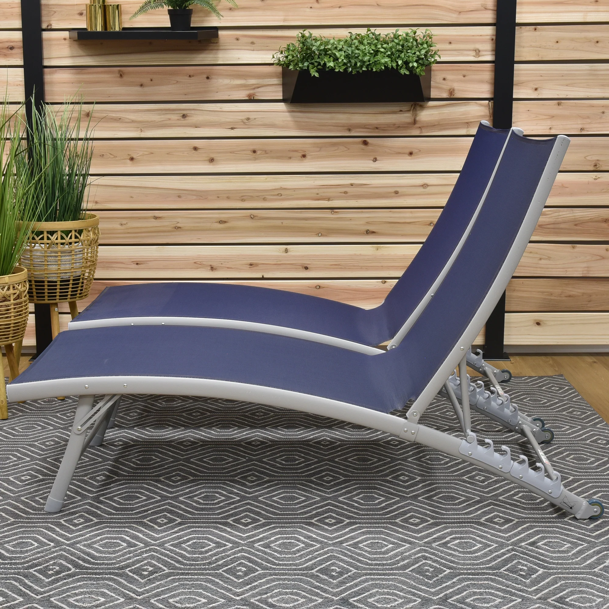 Clearwater Phifer® & Aluminum Lounger Set (2pc) - Navy Steel - Image 3