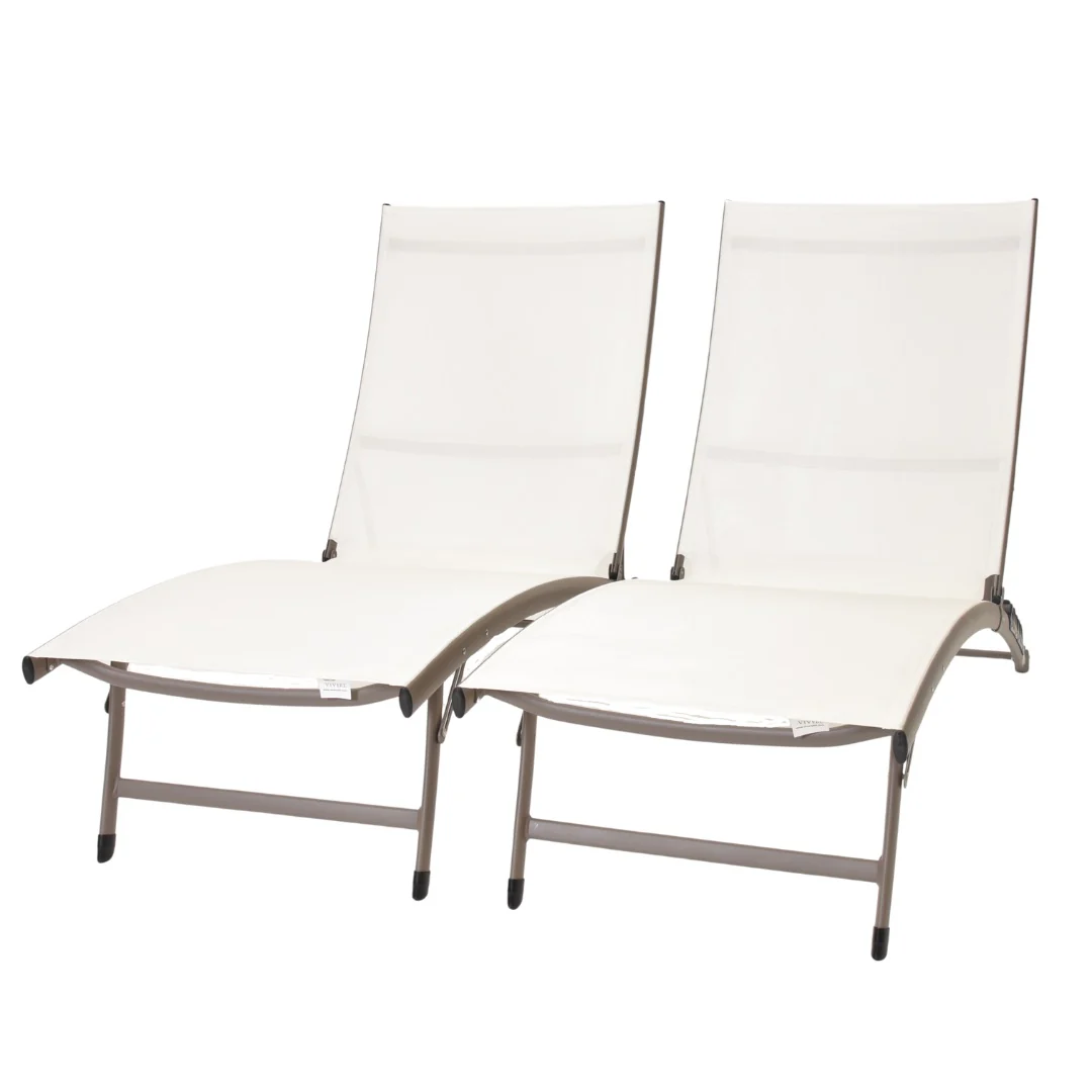 Clearwater Phifer® & Aluminum Lounger Set (2pc) - Pearl