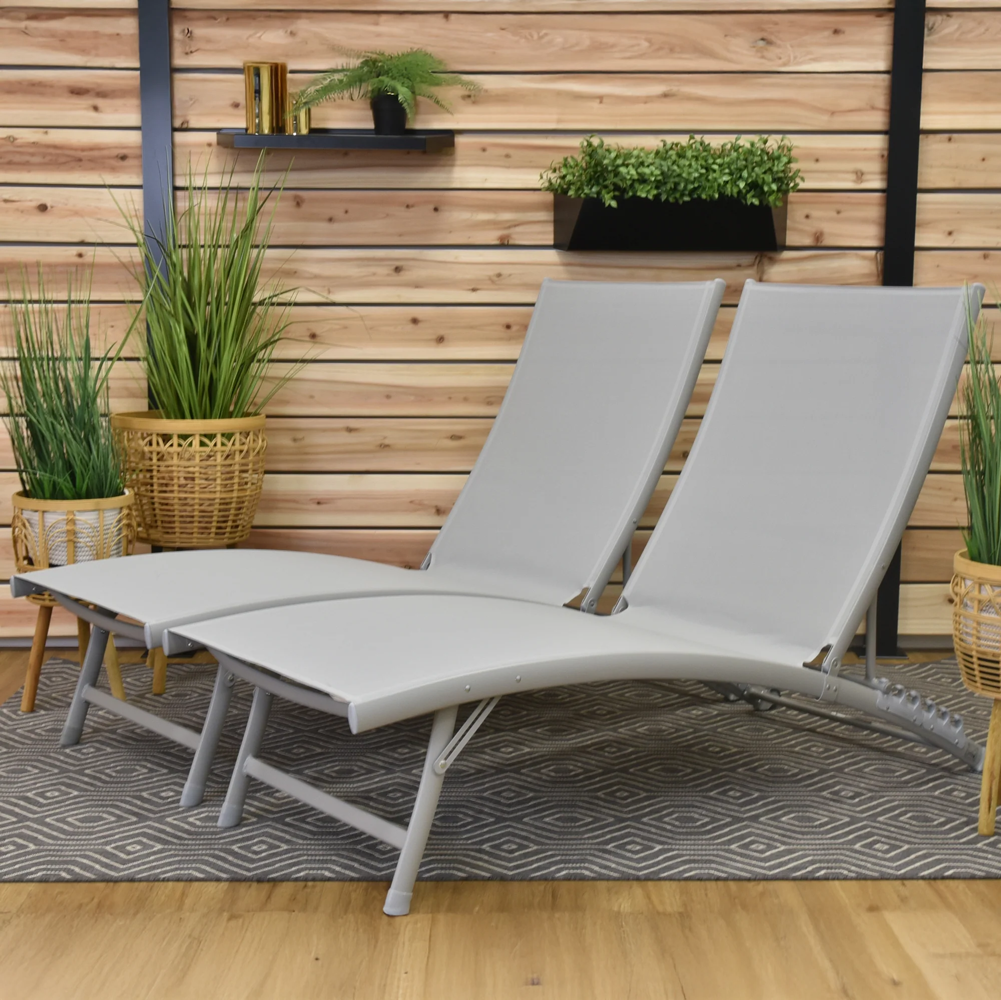 Clearwater Phifer® & Aluminum Lounger Set (2pc) - River Pebble - Image 2