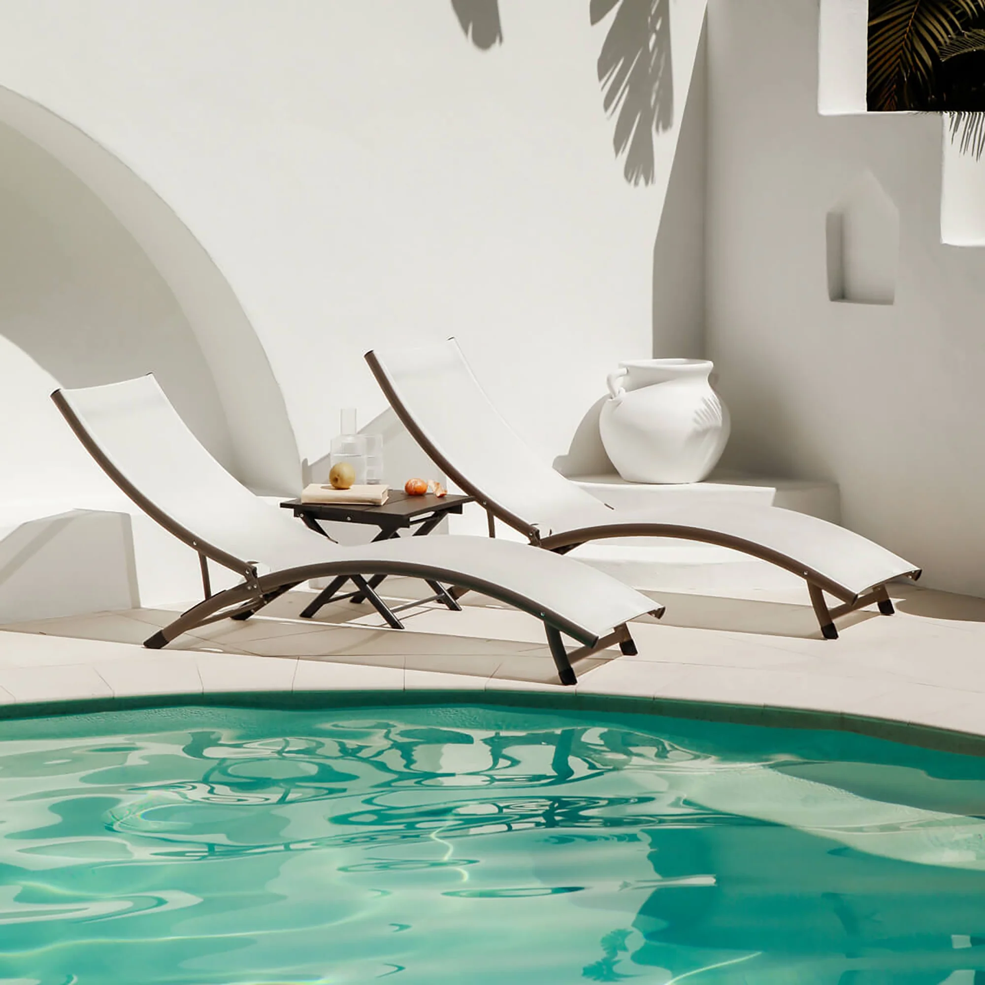 Coral Springs Phifer® & Aluminum Lounger Set (3pc) - Pearl - Image 2