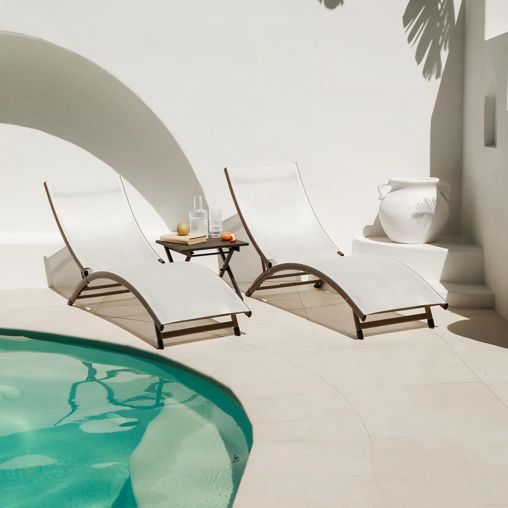 Coral Springs Phifer® & Aluminum Lounger Set (3pc) - Pearl - Image 3