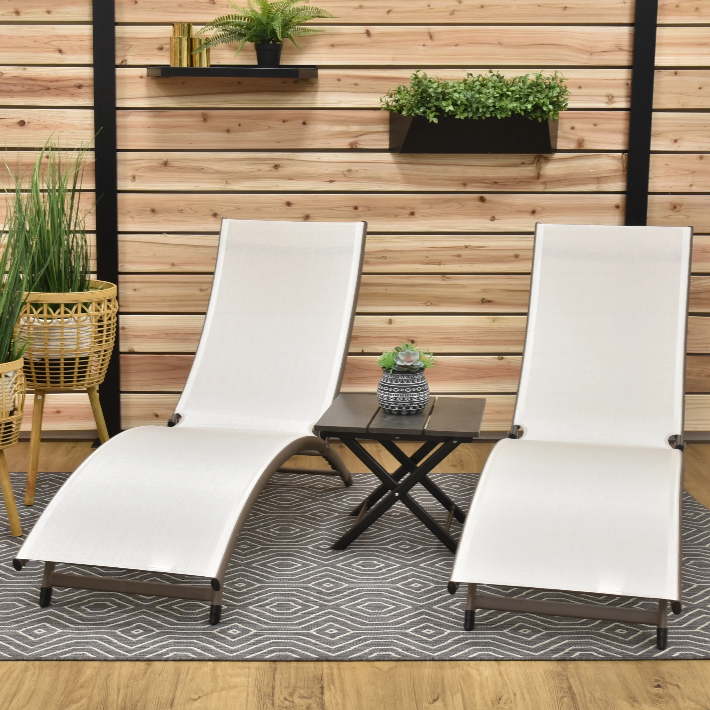 Coral Springs Phifer® & Aluminum Lounger Set (3pc) - Pearl - Image 4