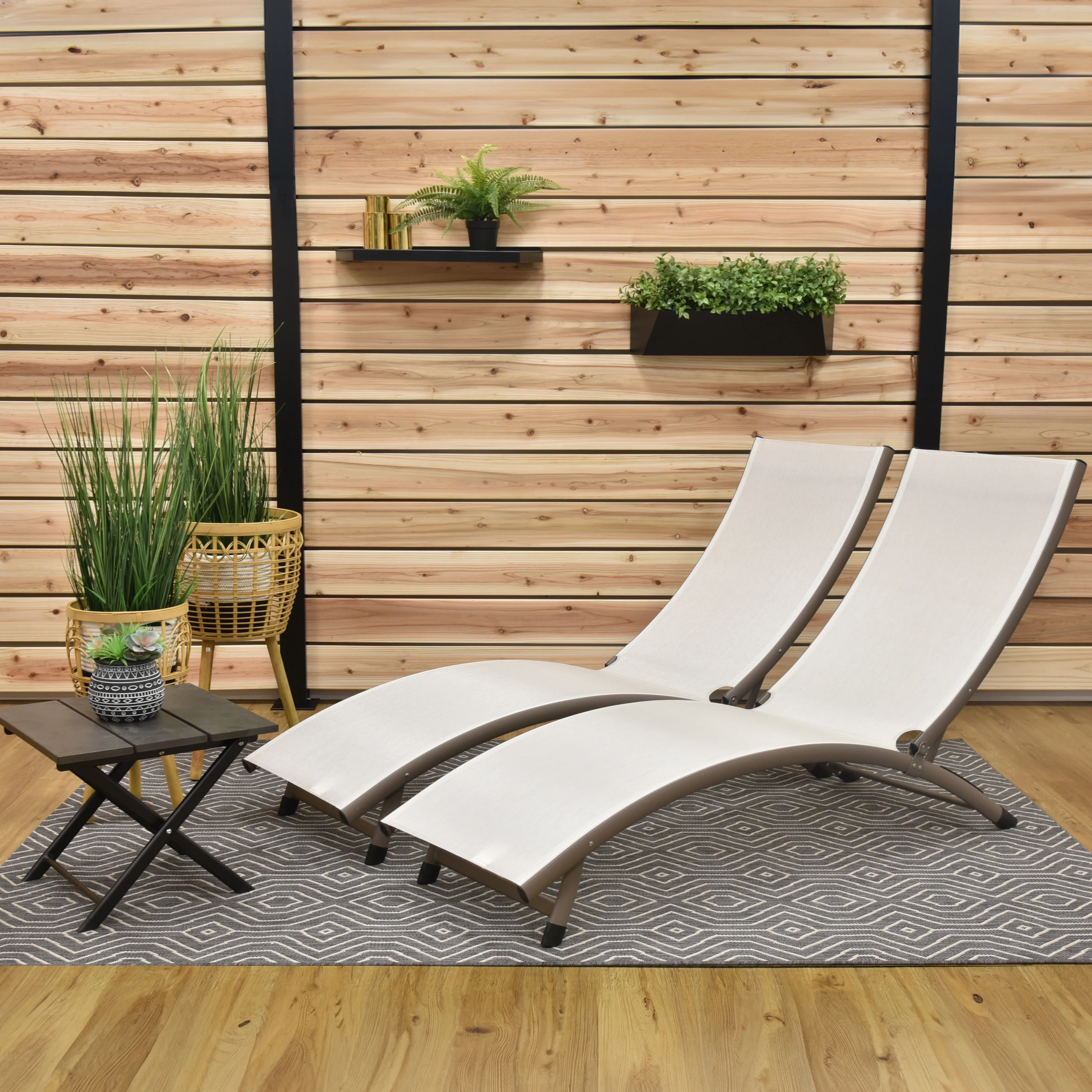 Coral Springs Phifer® & Aluminum Lounger Set (3pc) - Pearl - Image 5
