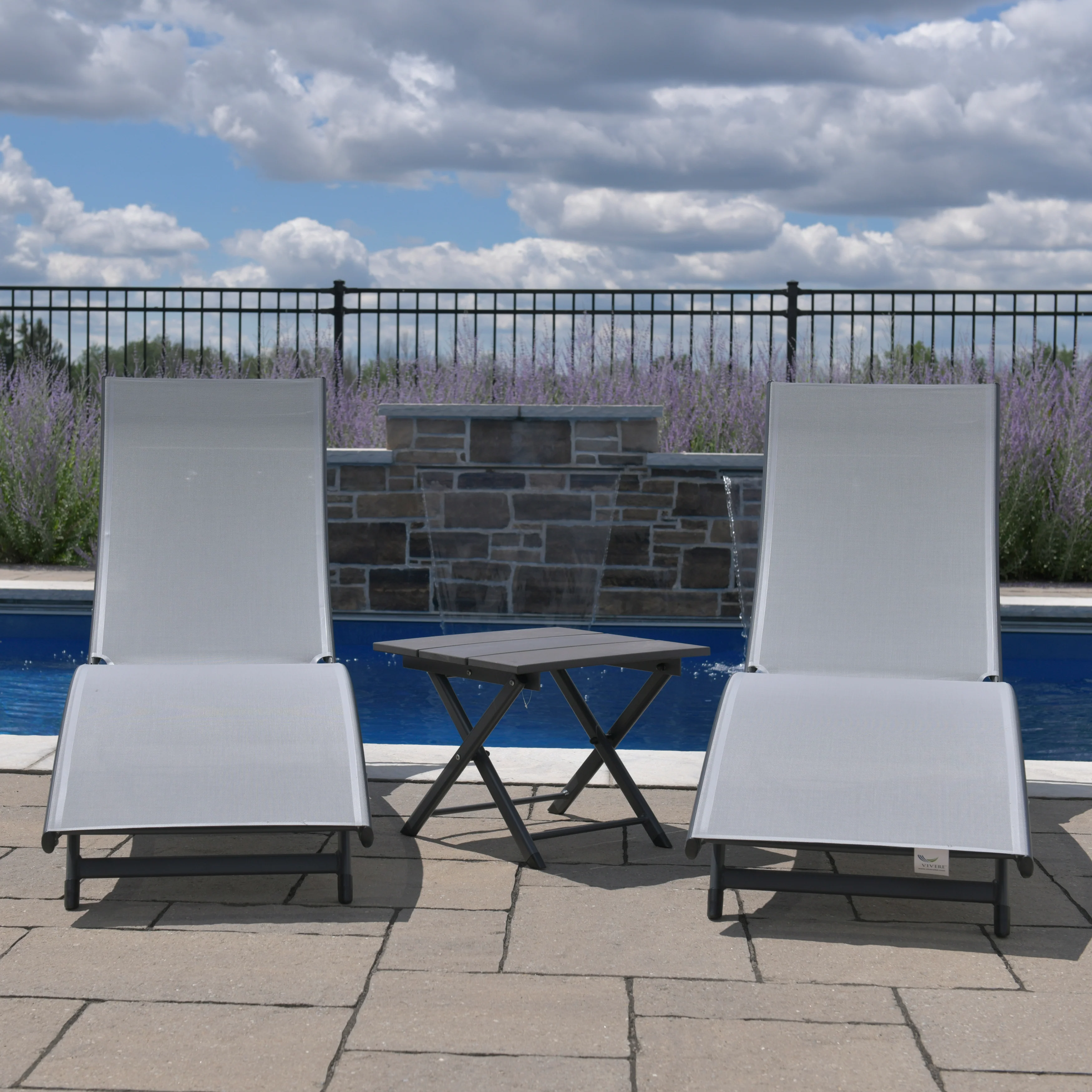 Coral Springs Phifer® & Aluminum Lounger Set (3pc) - River Pebble - Image 5