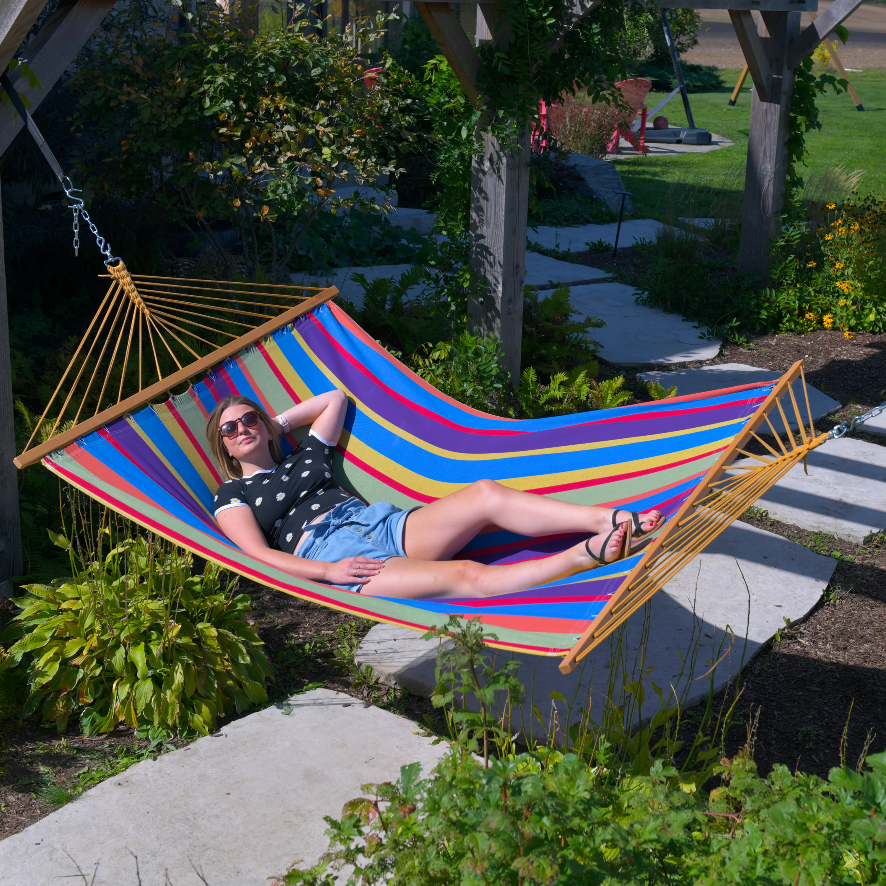 Cotton Spreader Bar Hammock - Tropical - Image 3