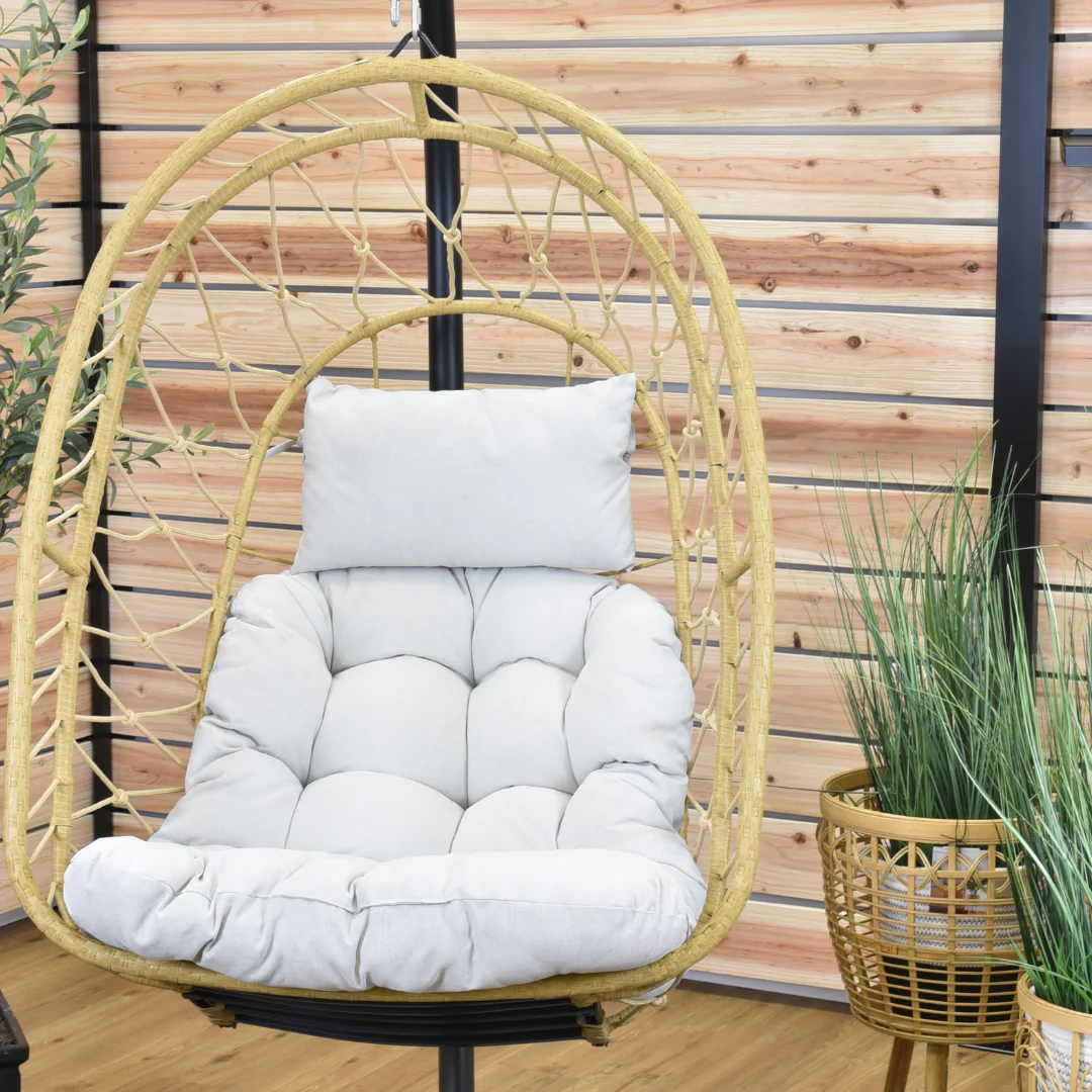 Deluxe Nest Chair with Phifer Geobella® Cushion & Steel Stand - Cappuccino - Image 3