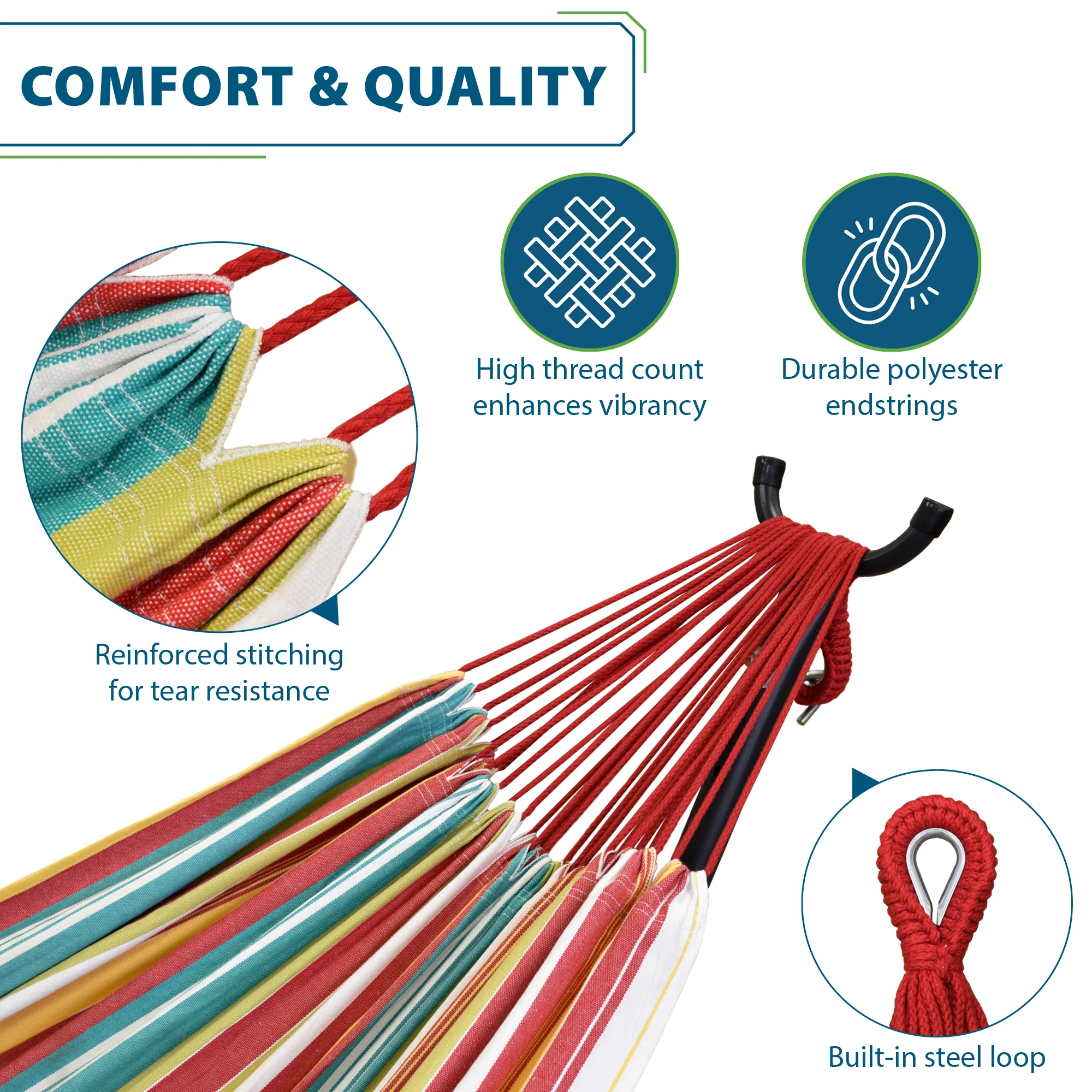 Double Cotton Hammock with Stand (9ft/280cm) - Salsa - Image 4