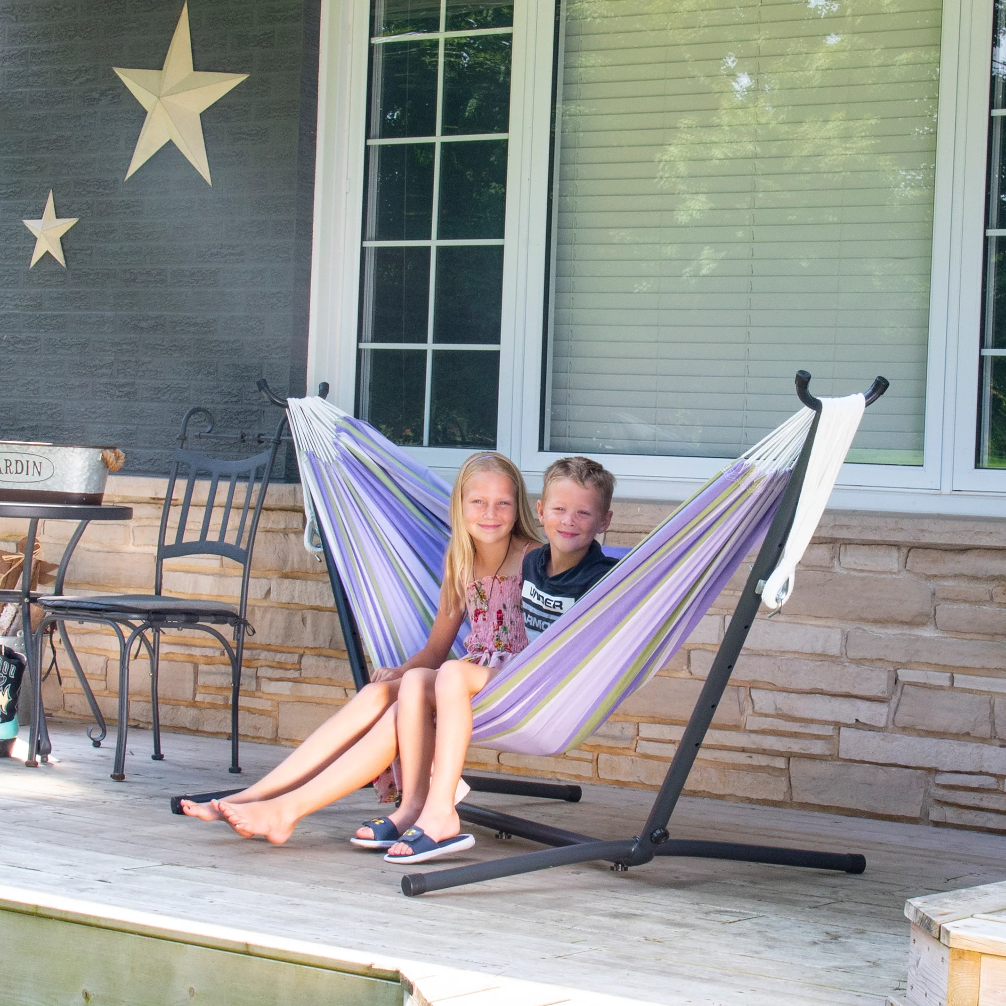 Double Cotton Hammock with Stand (9ft/280cm) - Tranquility - Image 3