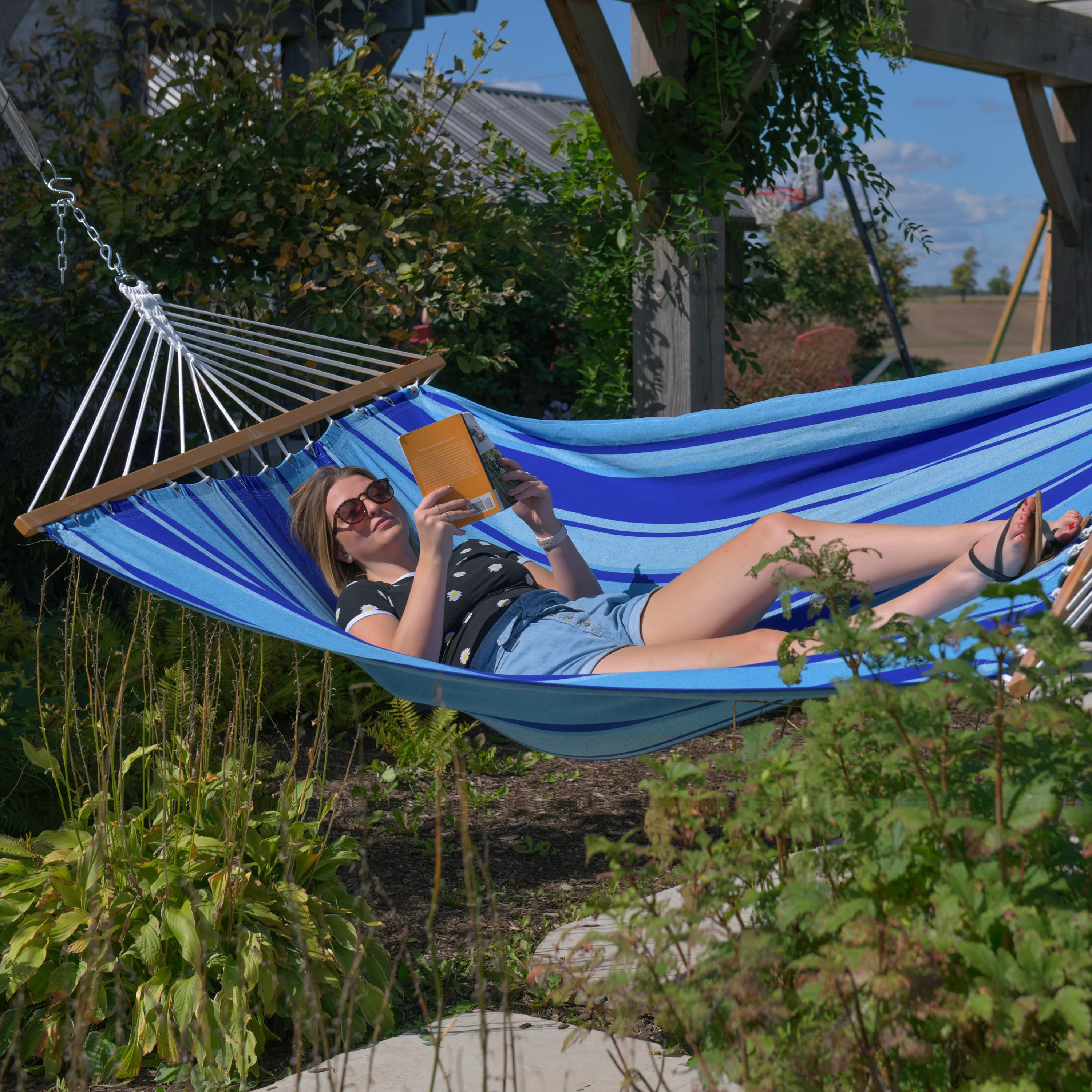 Cotton Spreader Bar Hammock - Island Breeze - Image 2