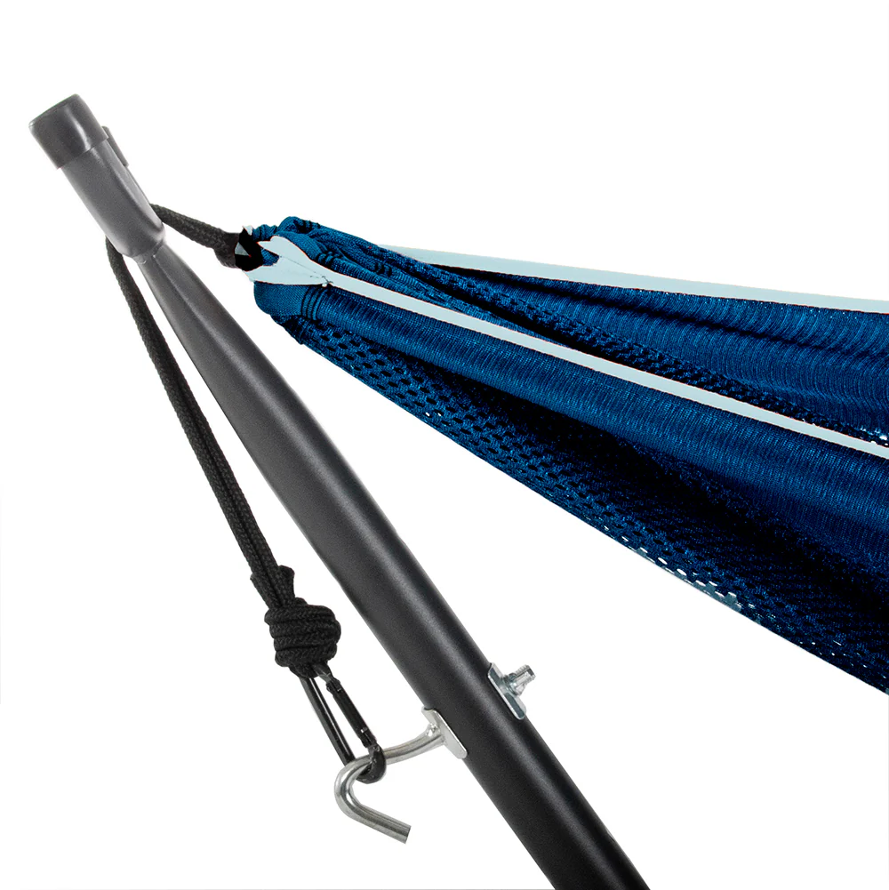 Double Mesh Hammock with Stand (9ft/280cm) - Navy & Turquoise - Image 3