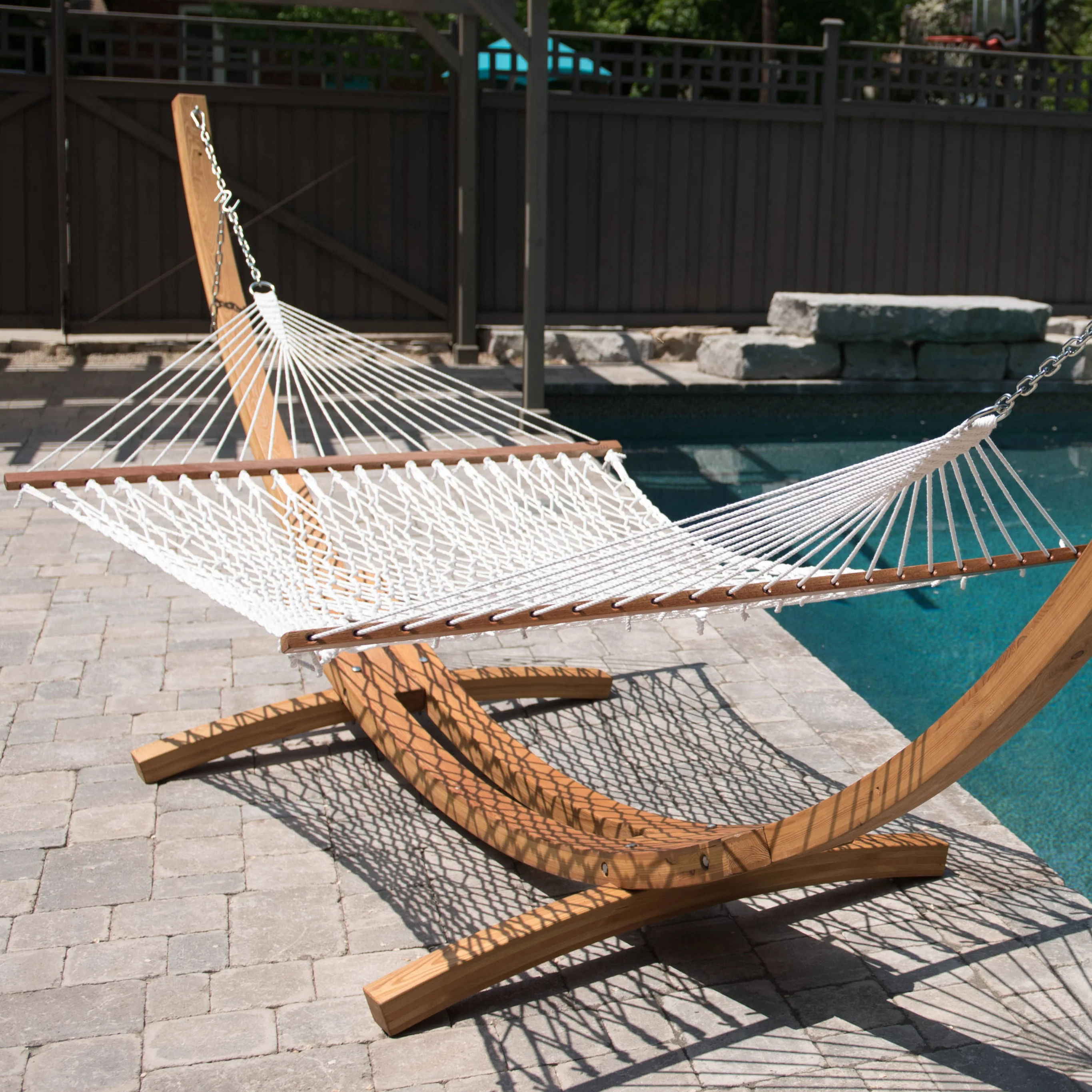 Polyester Rope Spreader Bar Hammock - White - Image 3