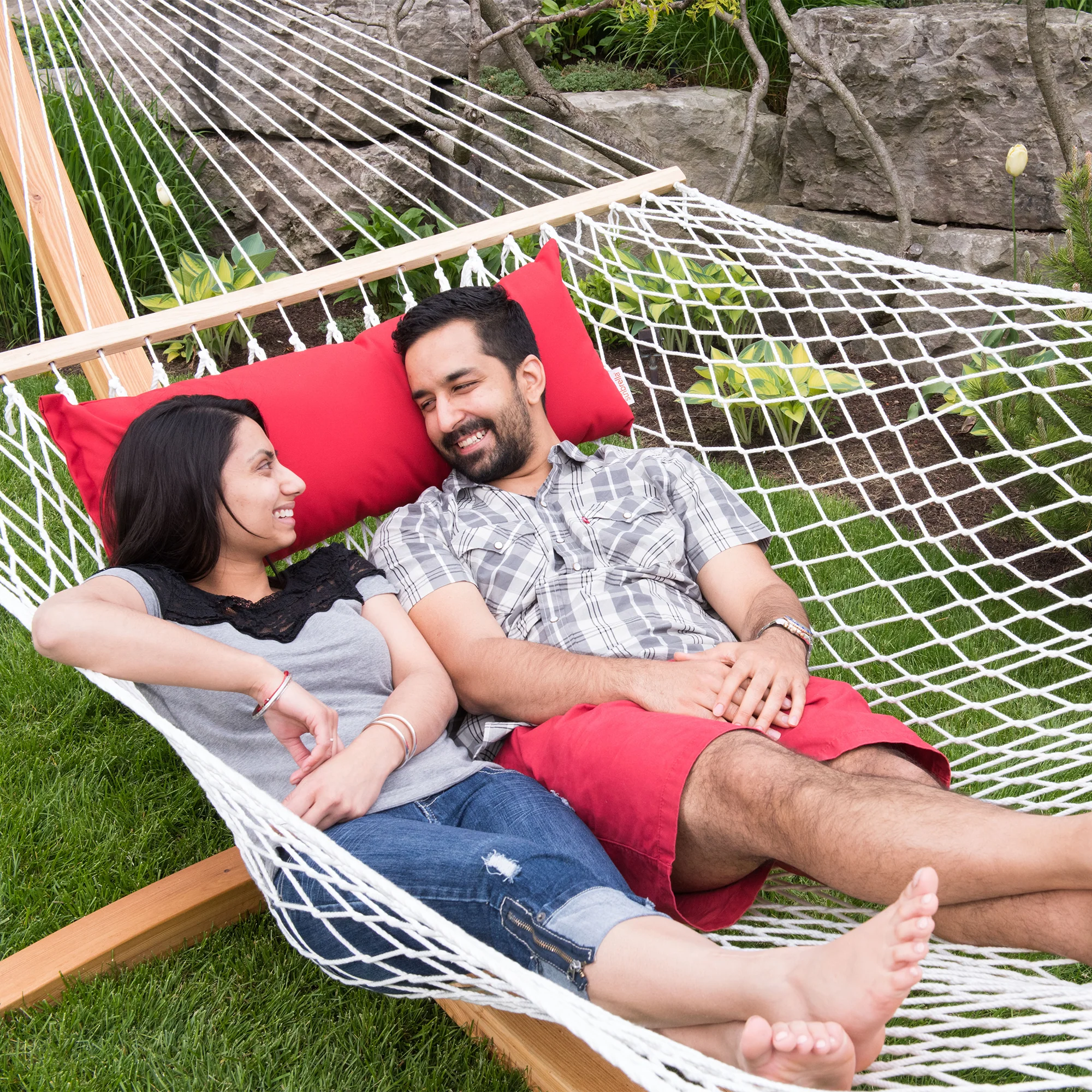 Polyester Rope Spreader Bar Hammock - White - Image 4