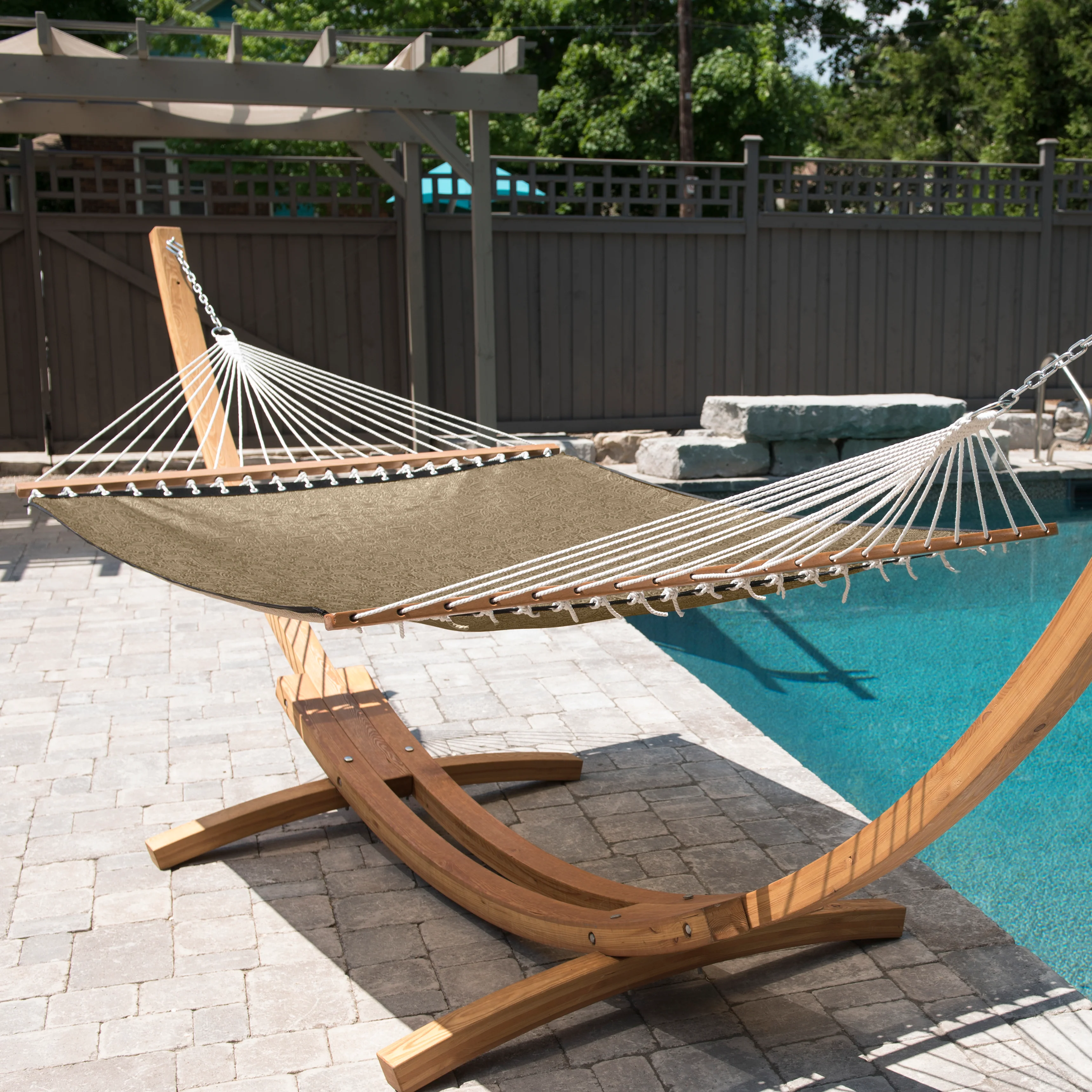 Poolside Spreader Bar Hammock - Taupe - Image 4