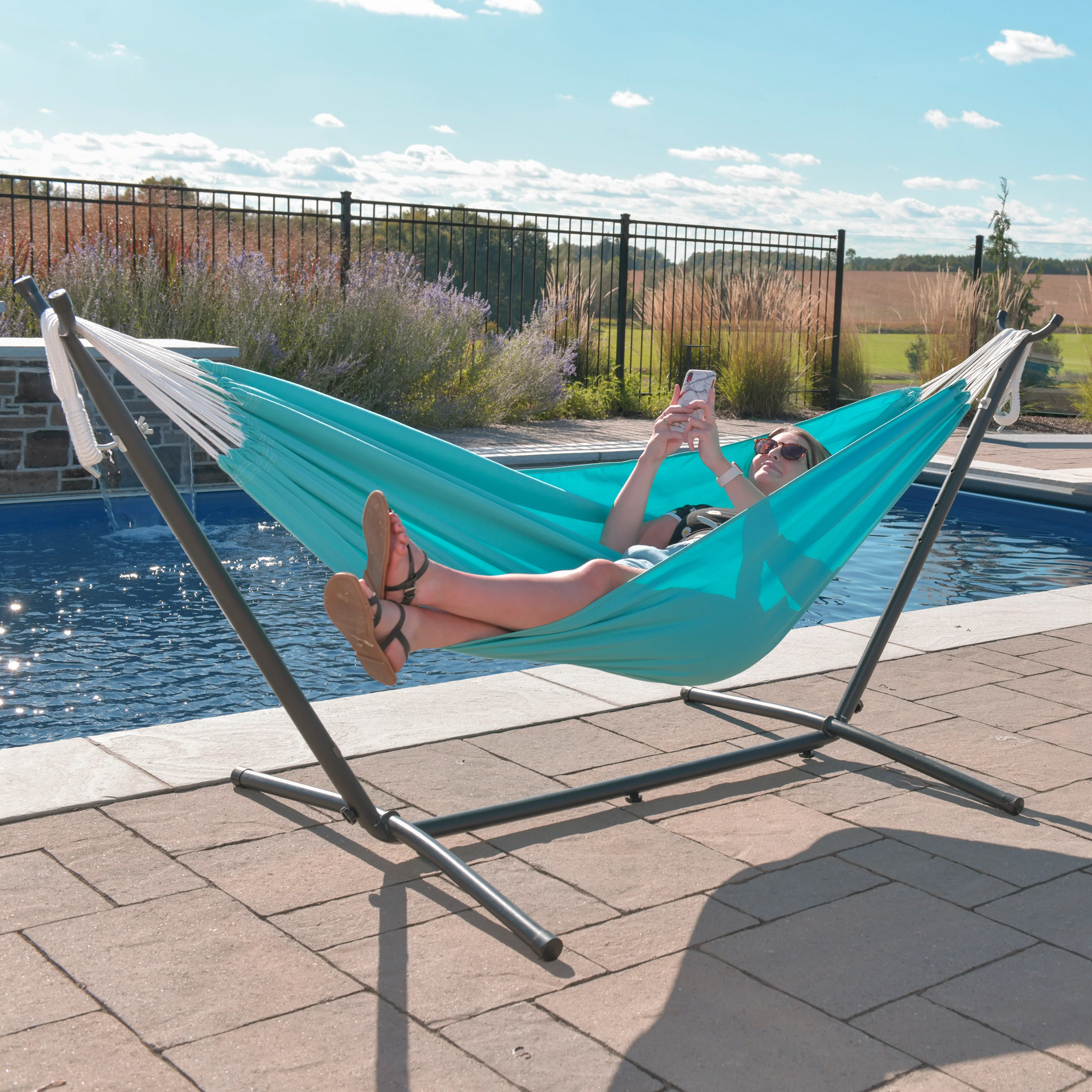 Double Sunbrella® Hammock with Stand (9ft/280cm) - Aruba - Image 3