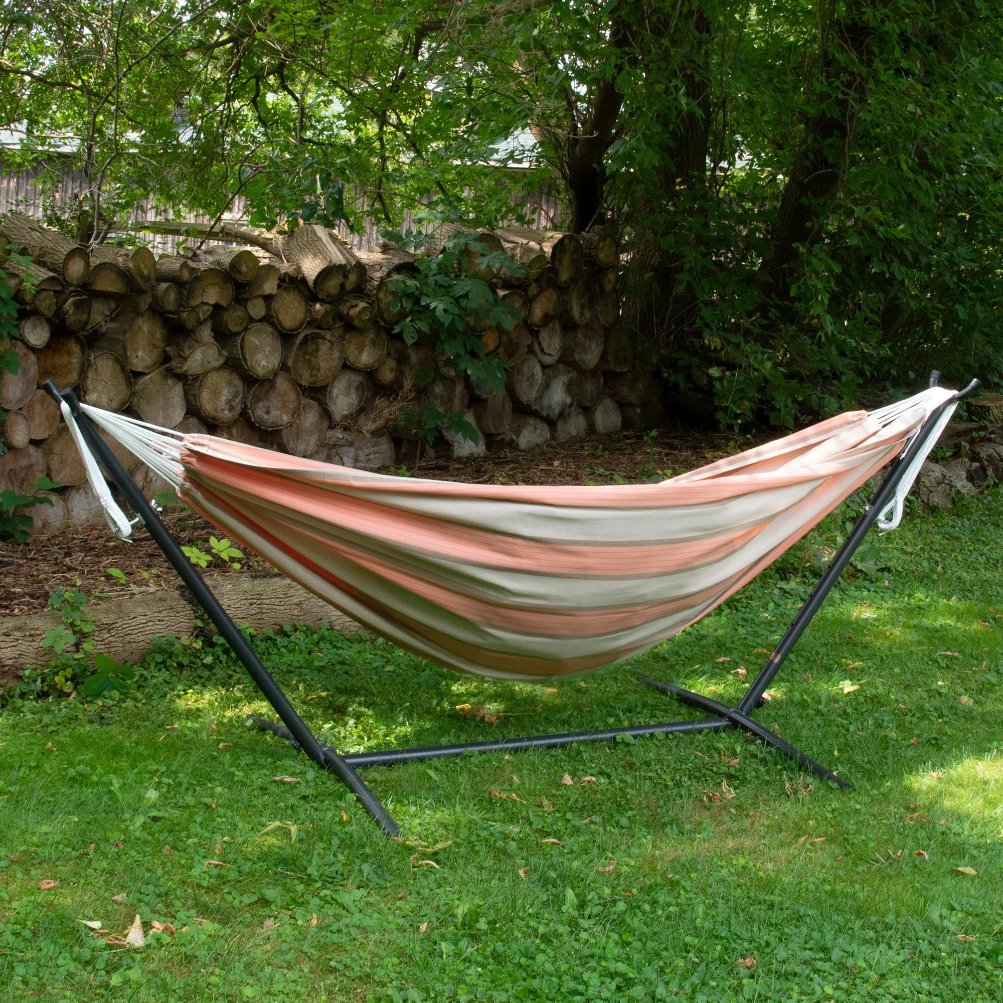 Double Sunbrella® Hammock with Stand (9ft/280cm) - Cameo - Image 2