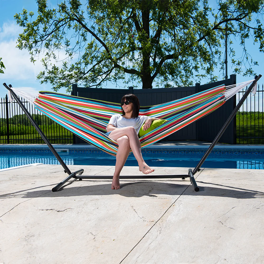 Double Sunbrella® Hammock with Stand (9ft/280cm) - Confetti - Image 2