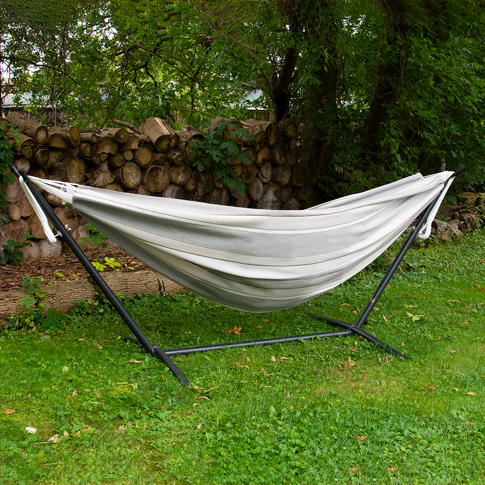 Double Sunbrella® Hammock with Stand (9ft/280cm) - Dove - Image 2