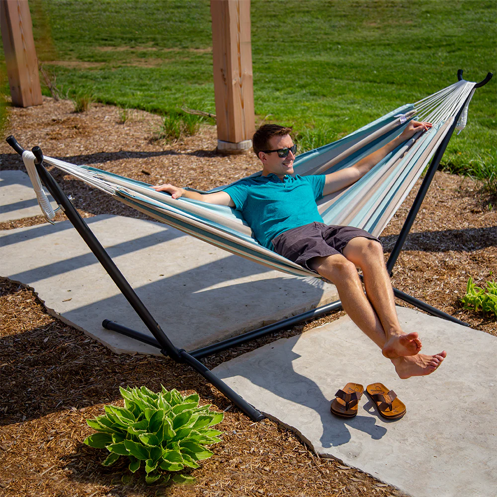 Double Sunbrella® Hammock with Stand (9ft/280cm) - Gateway Mist - Image 3