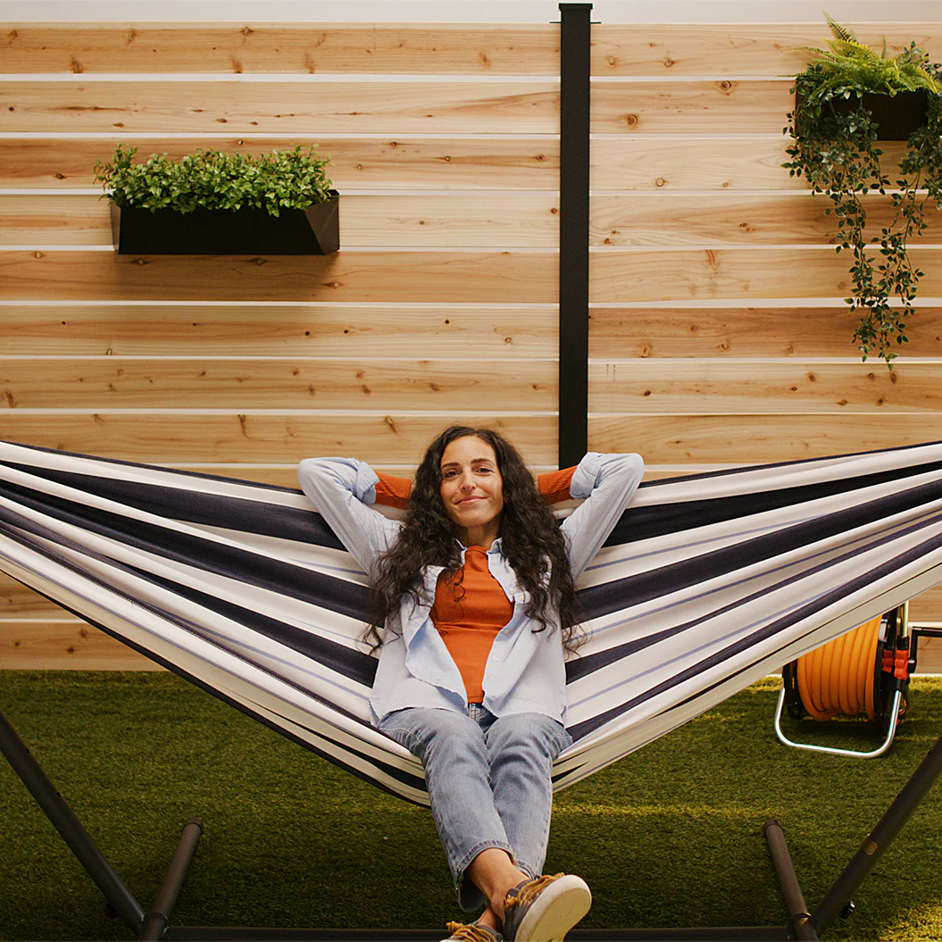 Double Sunbrella® Hammock with Stand (9ft/280cm) - Harbor - Image 2