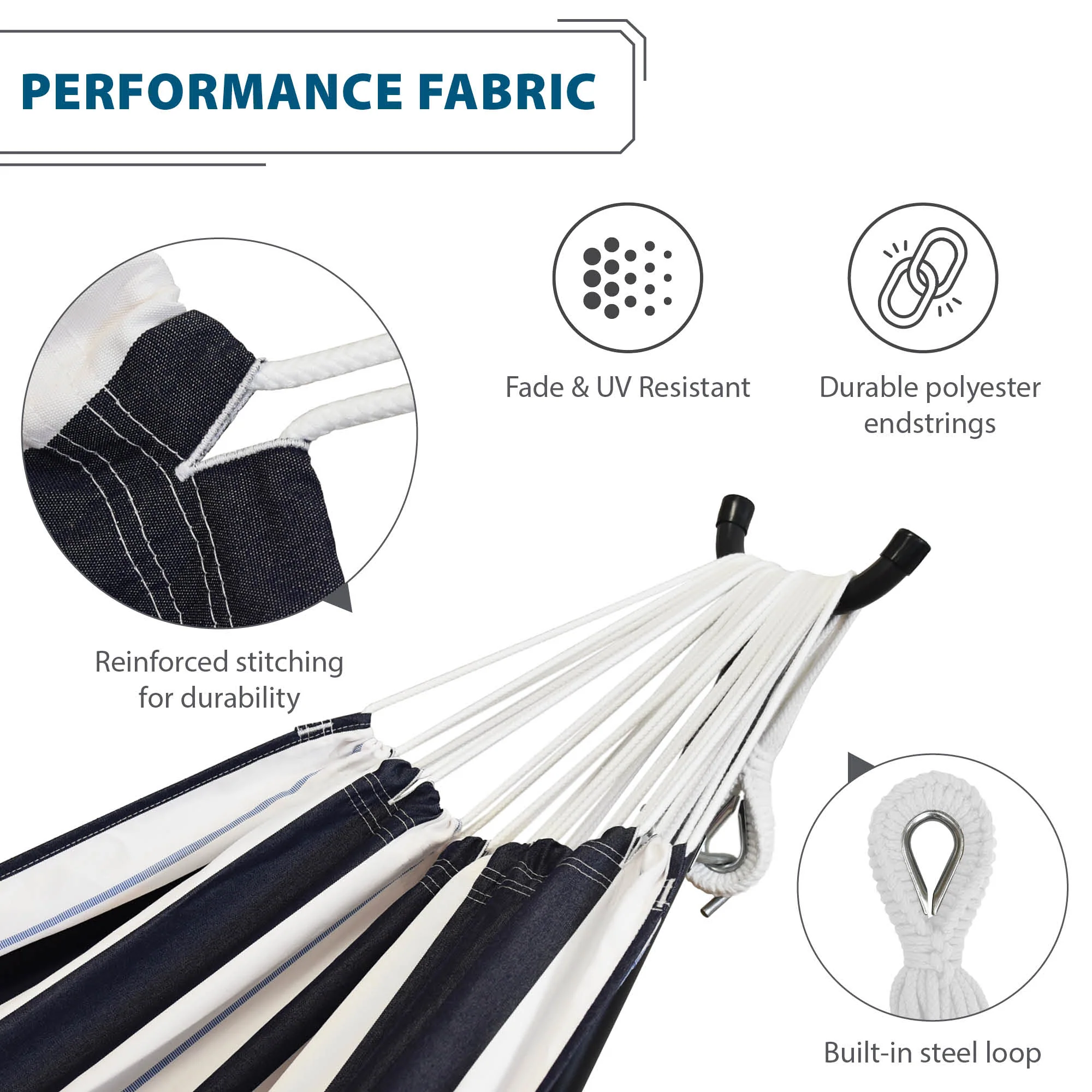 Double Sunbrella® Hammock with Stand (9ft/280cm) - Harbor - Image 6