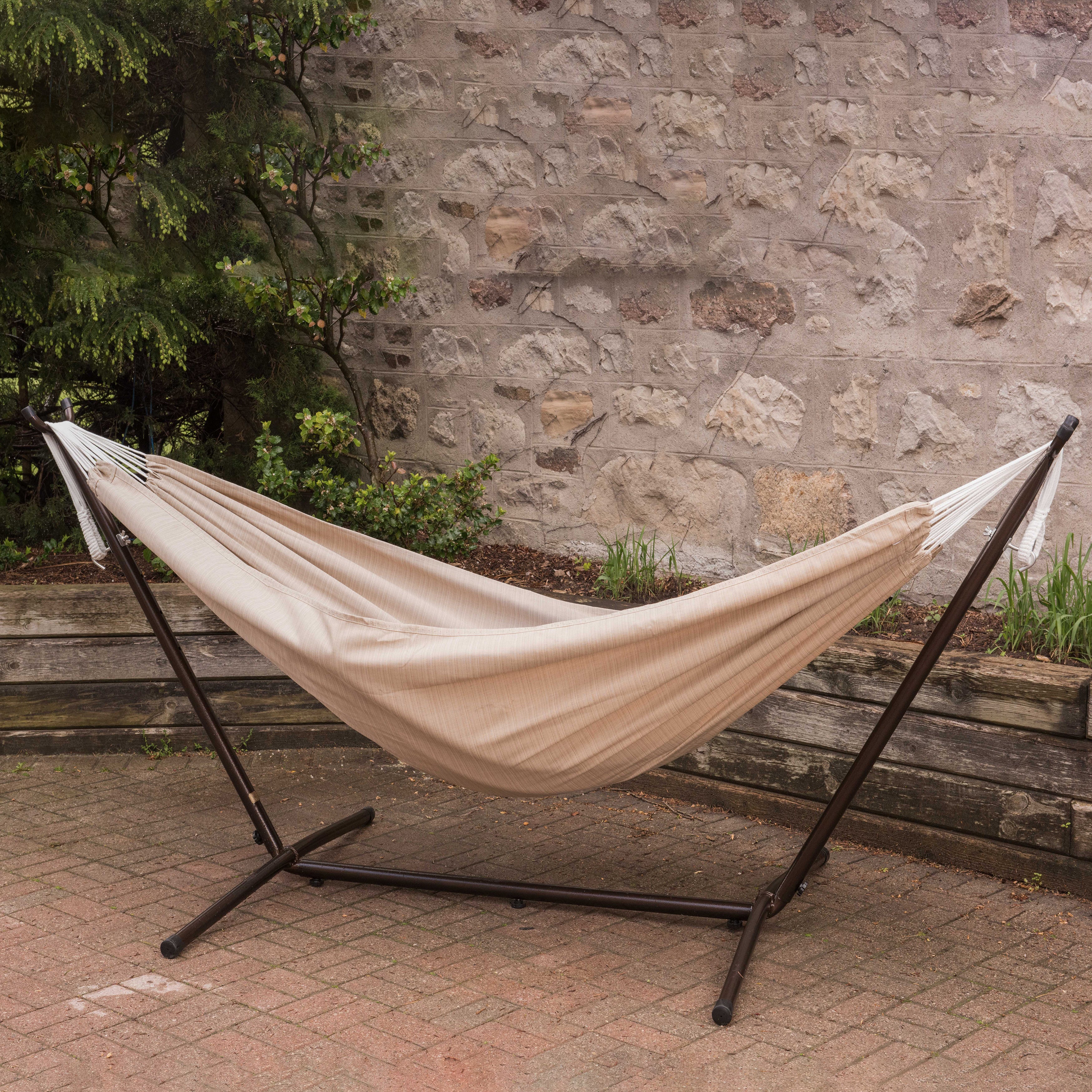 Double Sunbrella® Hammock with Stand (9ft/280cm) - Sand - Image 3