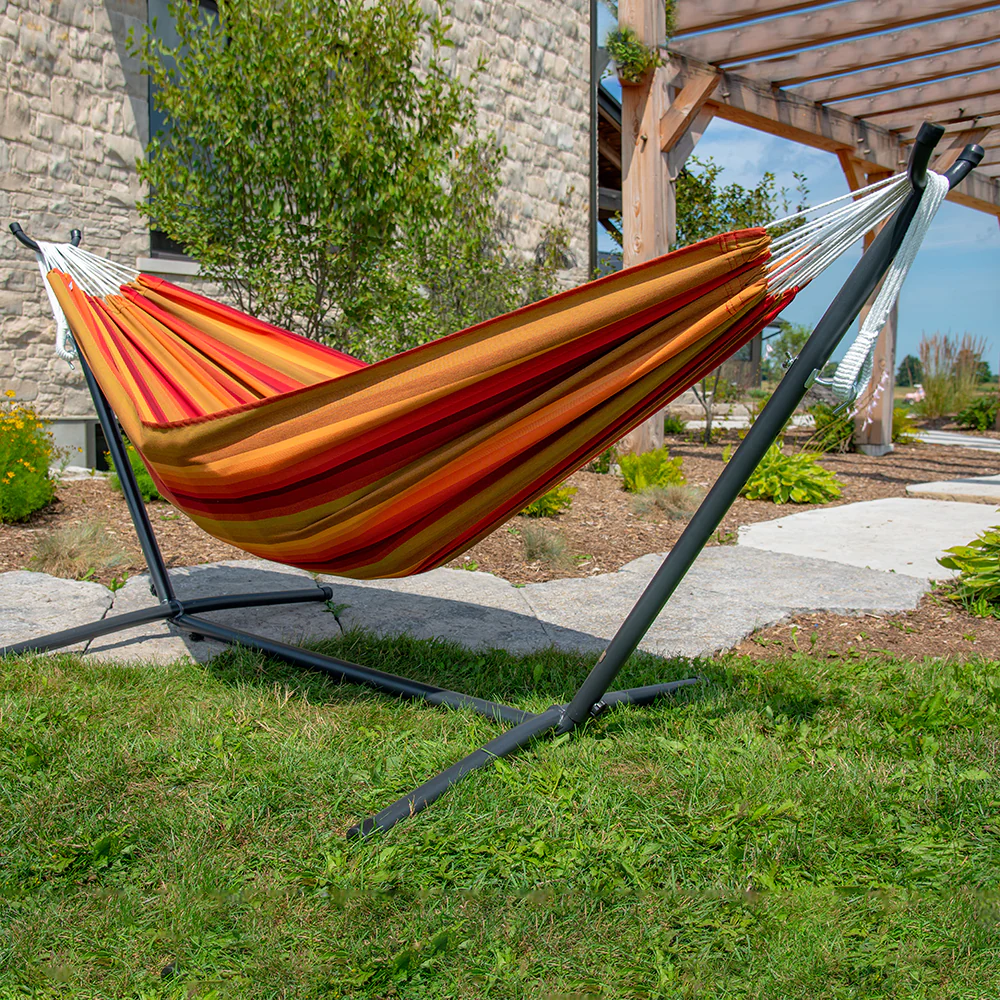 Double Sunbrella® Hammock with Stand (9ft/280cm) - Sunset - Image 2