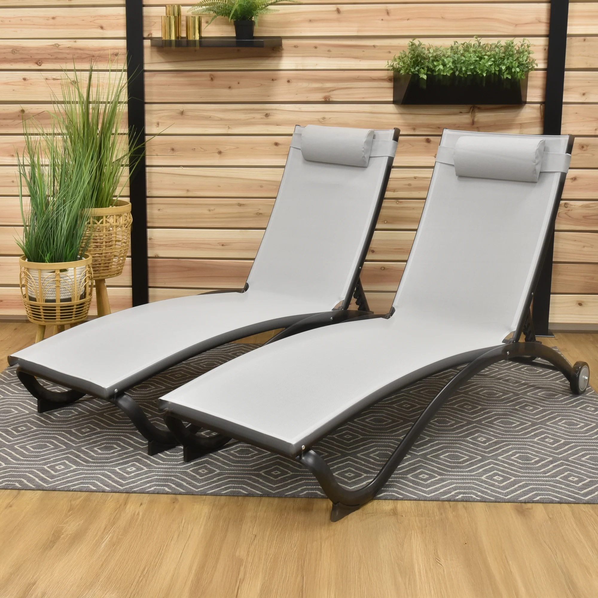 Glendale Phifer® & Aluminum Lounger Set (2pc) - River Pebble - Image 2