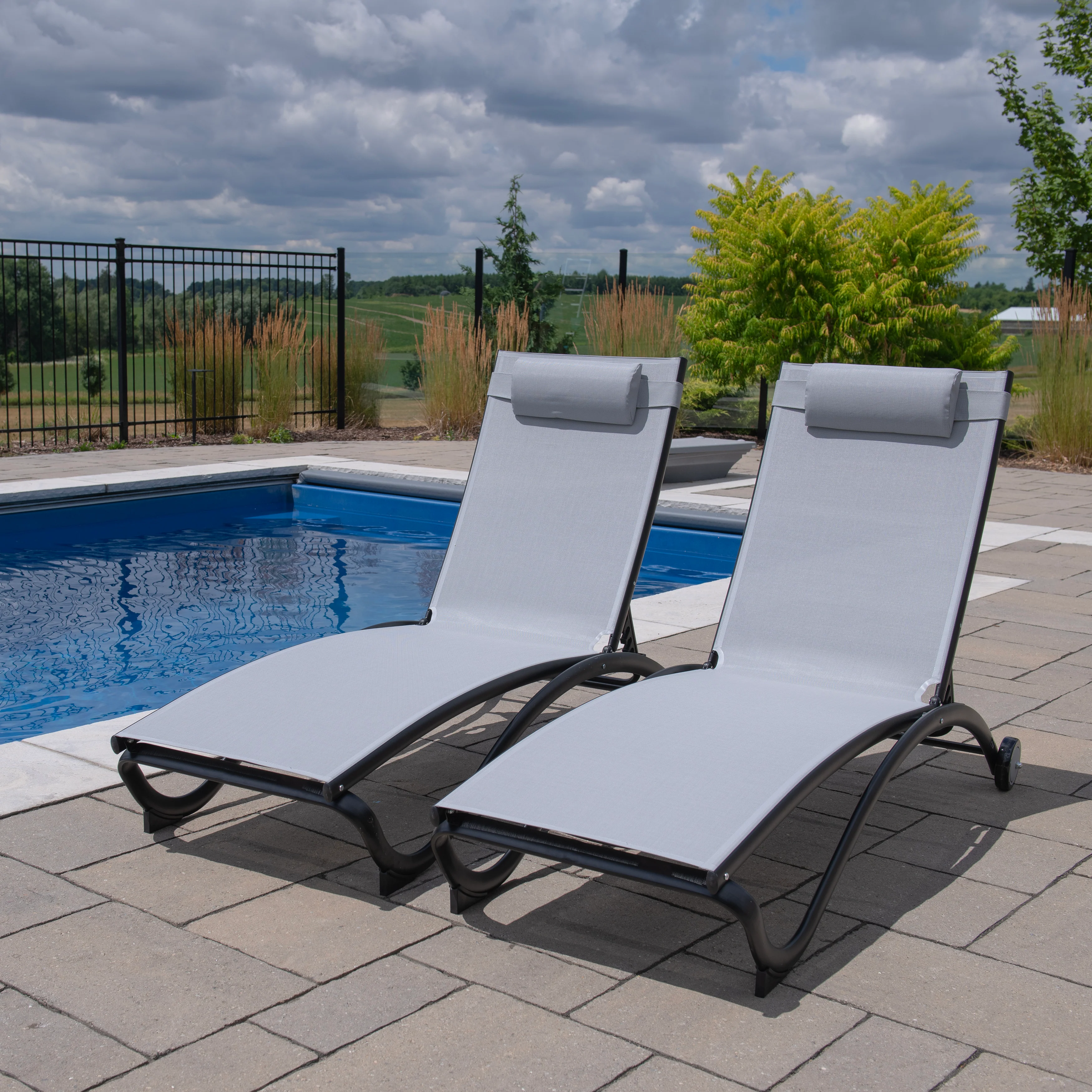 Glendale Phifer® & Aluminum Lounger Set (2pc) - River Pebble - Image 4