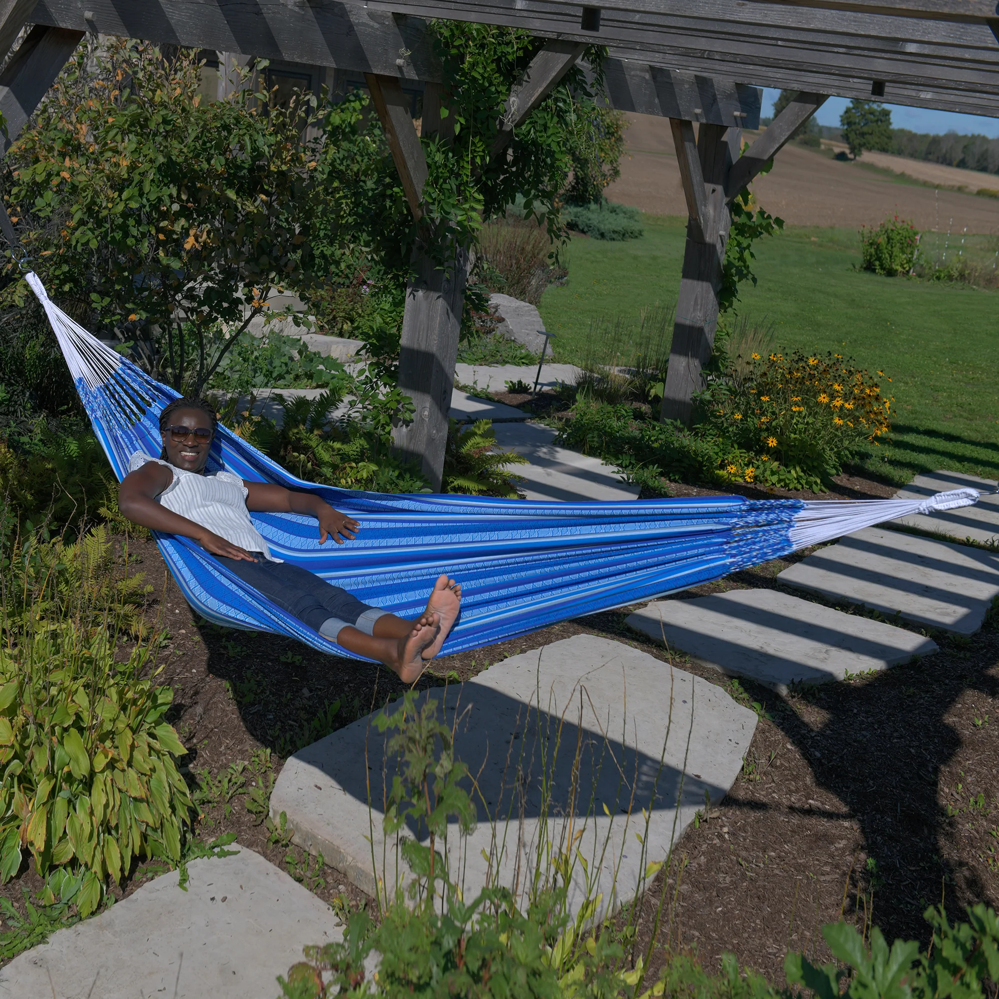Latin Double Cotton Hammock - Azul - Image 2