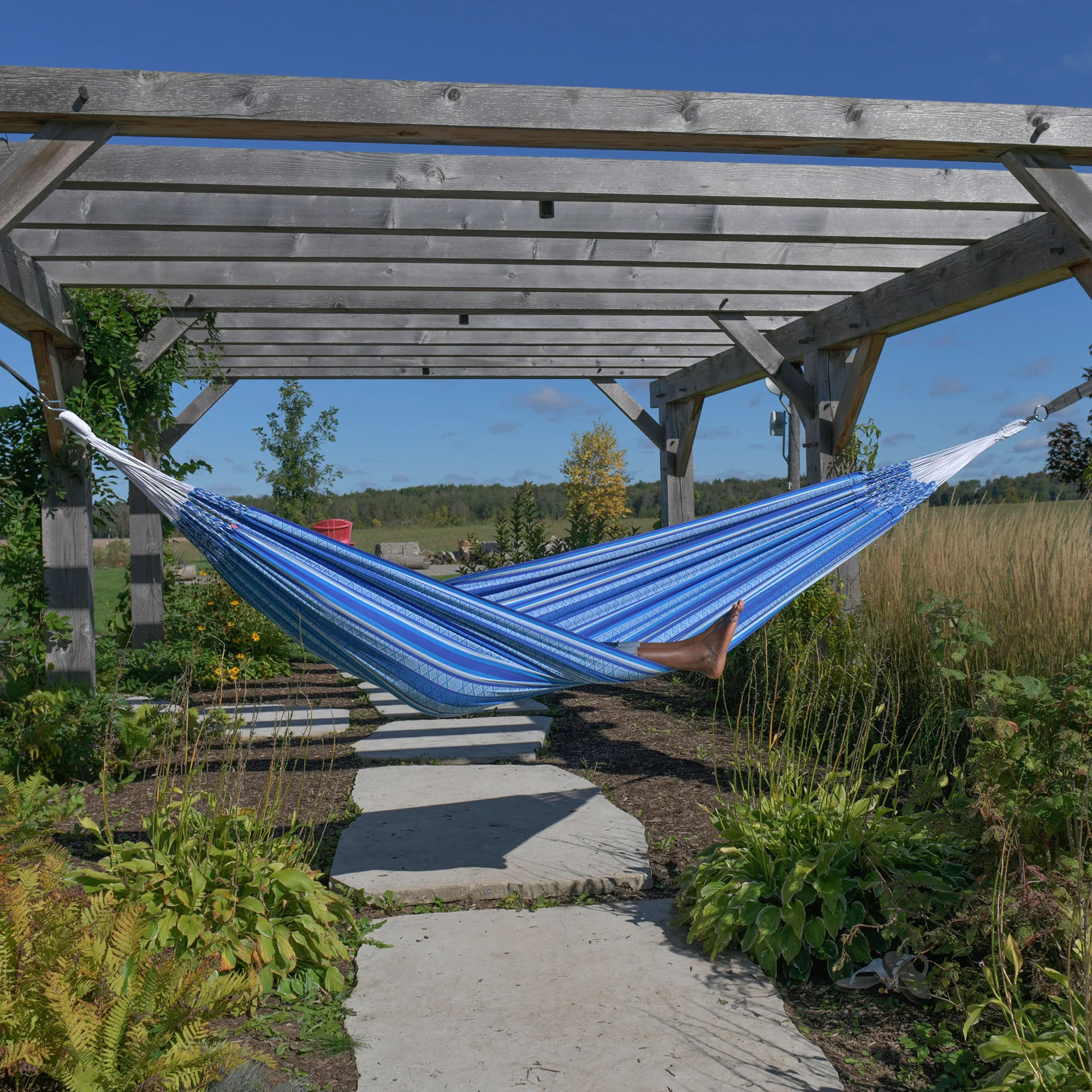 Latin Double Cotton Hammock - Azul - Image 4