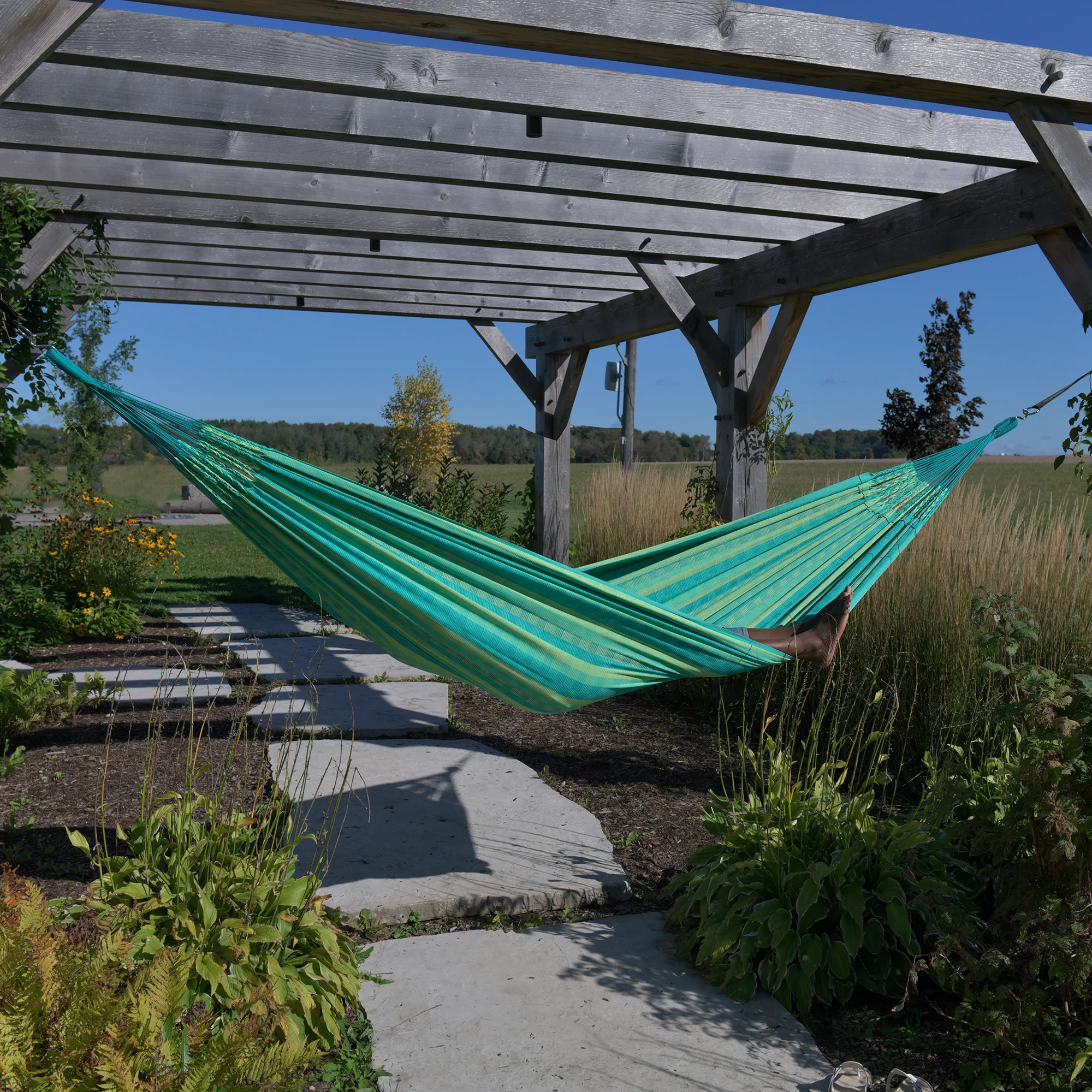 Latin Double Cotton Hammock - Viridis - Image 3