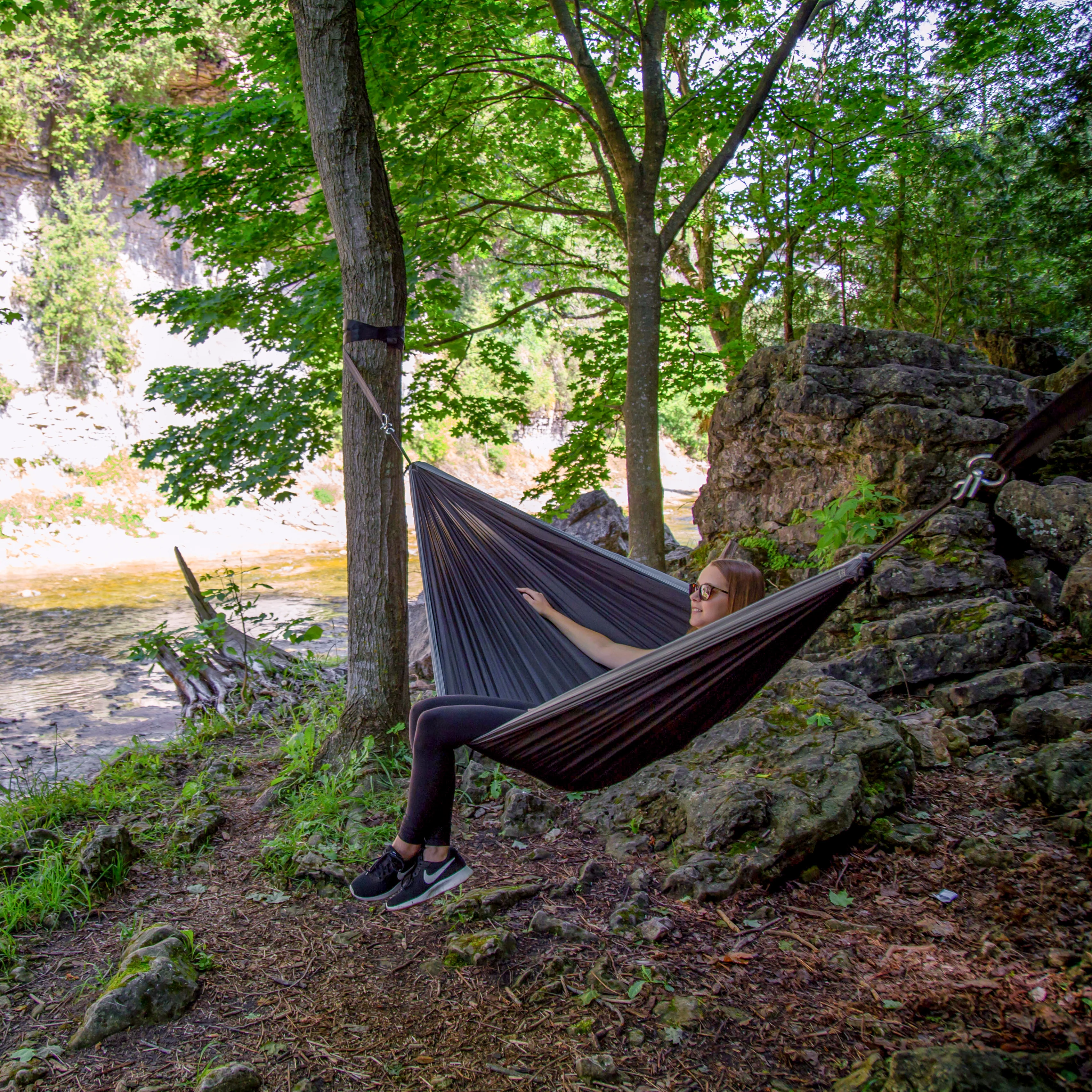 Parachute Camping Hammock - Black & Grey - Image 4
