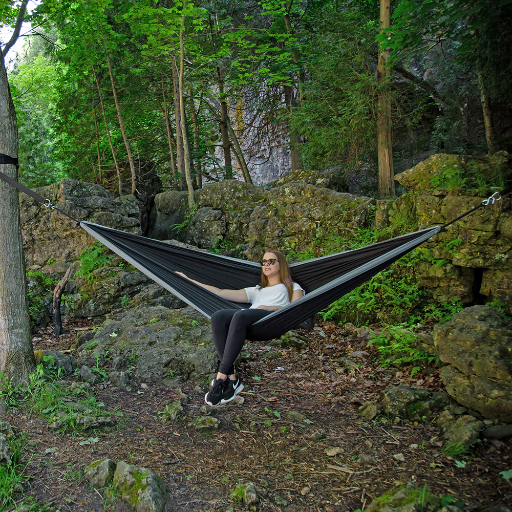Parachute Camping Hammock - Black & Grey - Image 5