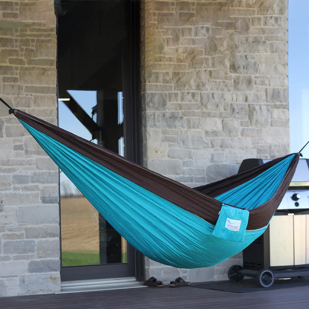 Parachute Camping Hammock - Turquoise & Chocolate - Image 2