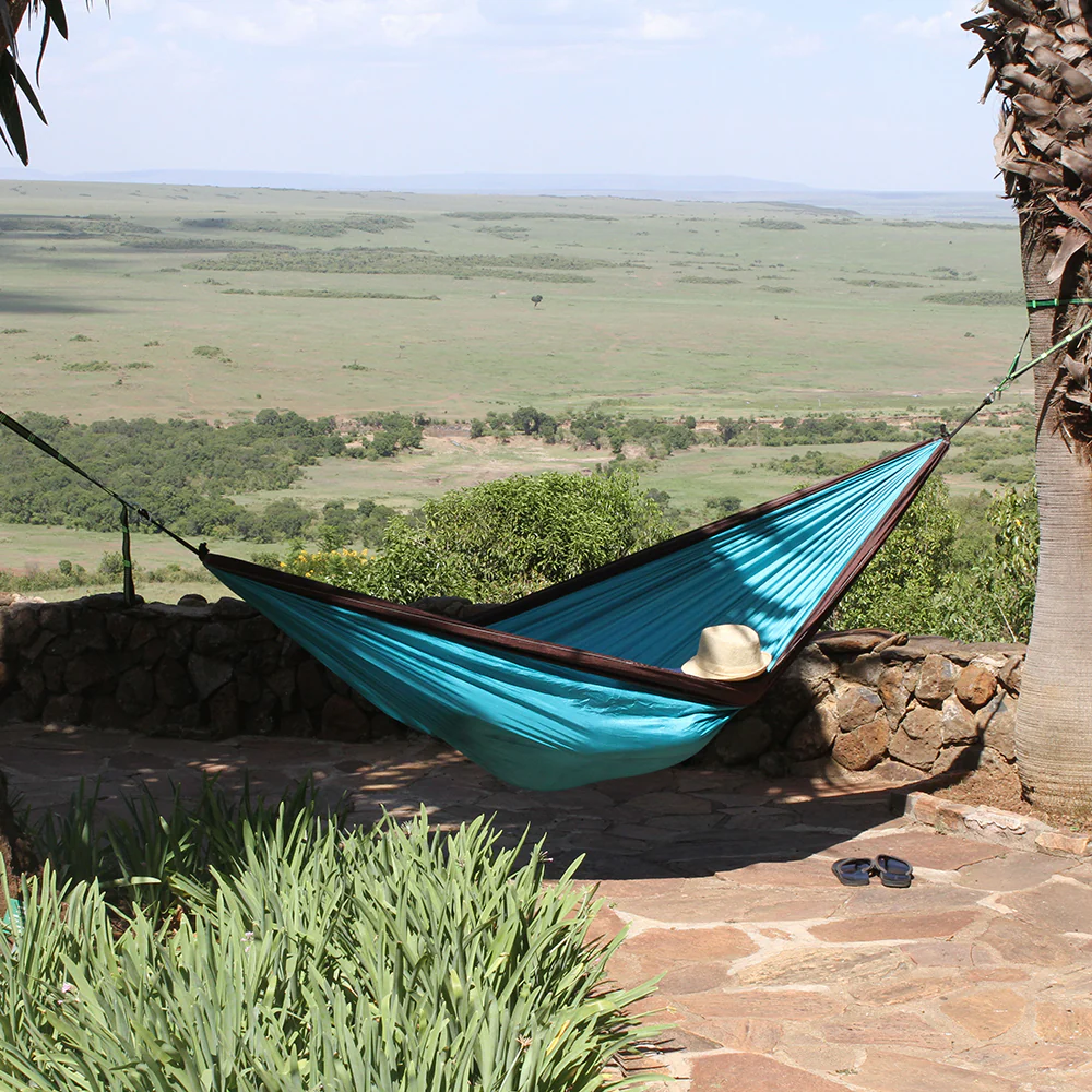 Parachute Camping Hammock - Turquoise & Chocolate - Image 4