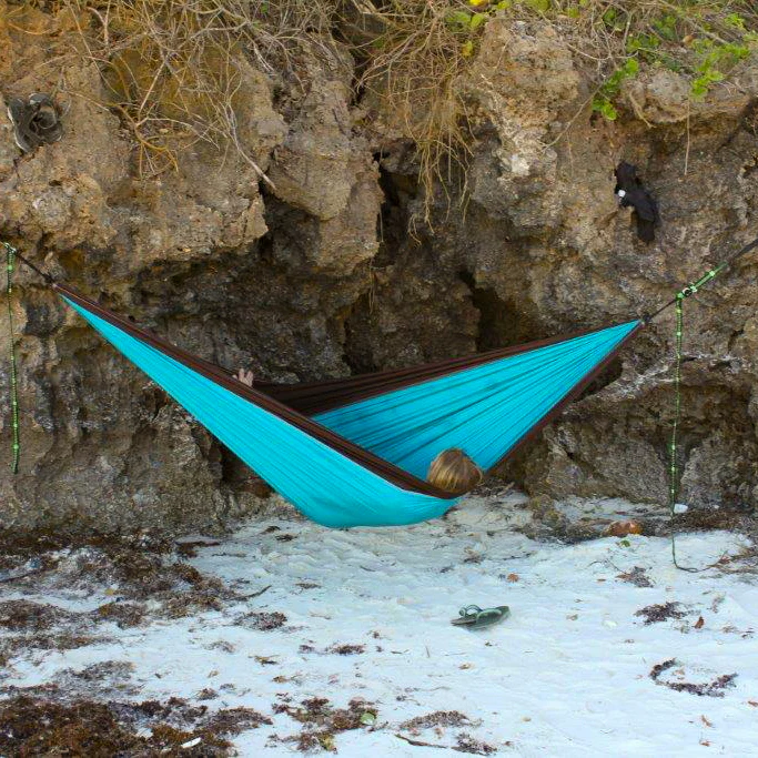 Parachute Camping Hammock - Turquoise & Chocolate - Image 5
