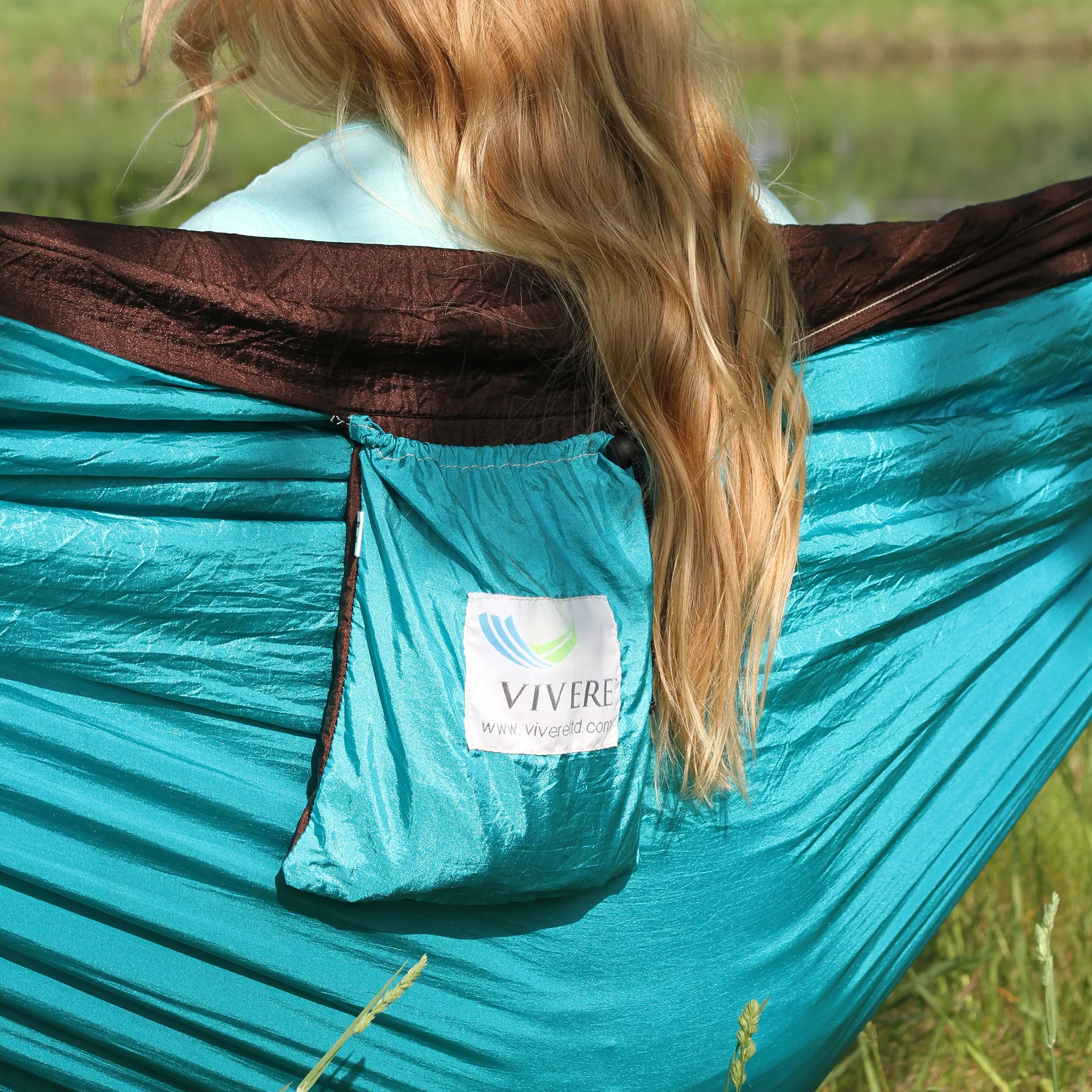 Parachute Camping Hammock - Turquoise & Chocolate - Image 6