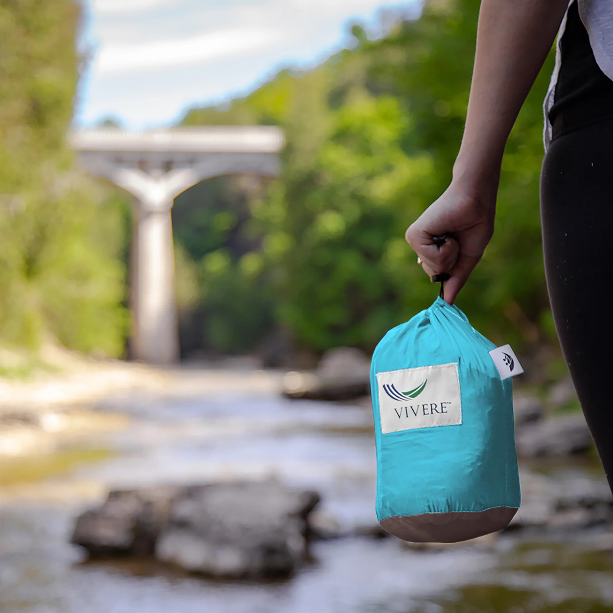 Parachute Camping Hammock - Turquoise & Chocolate - Image 7