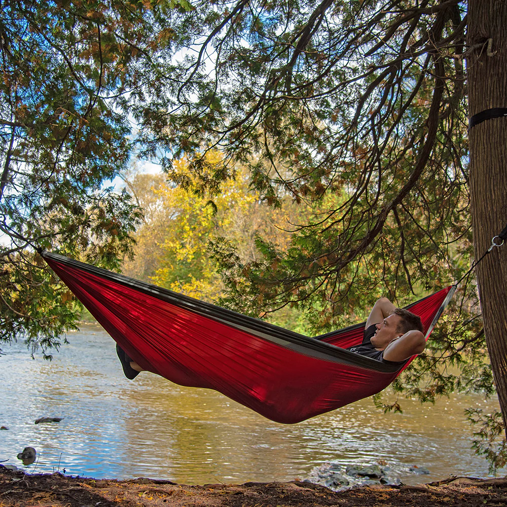 Parachute Camping Hammock - Crimson & Charcoal - Image 3